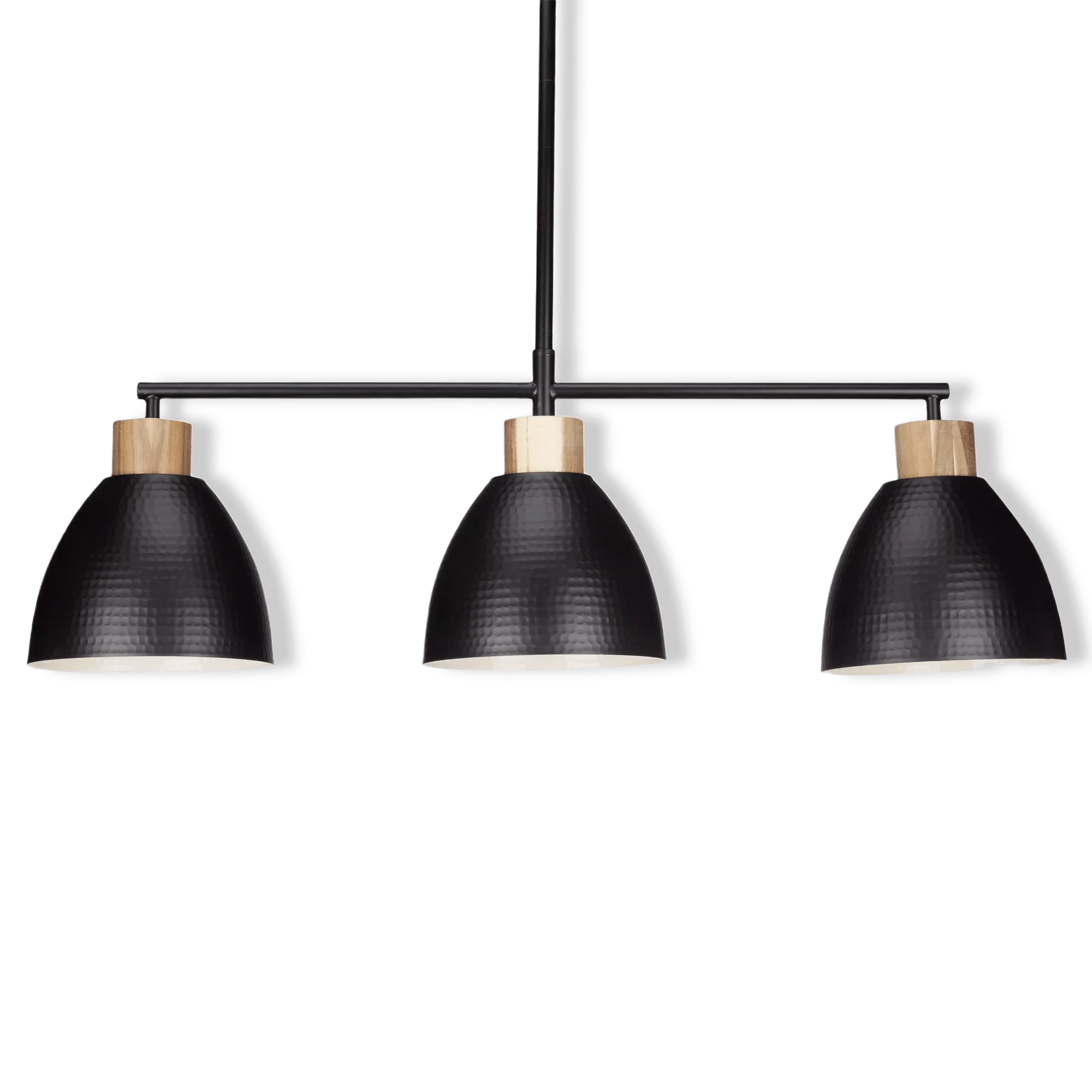 3-Bulb Metal and Wood Ceiling Lamp - Image 3
