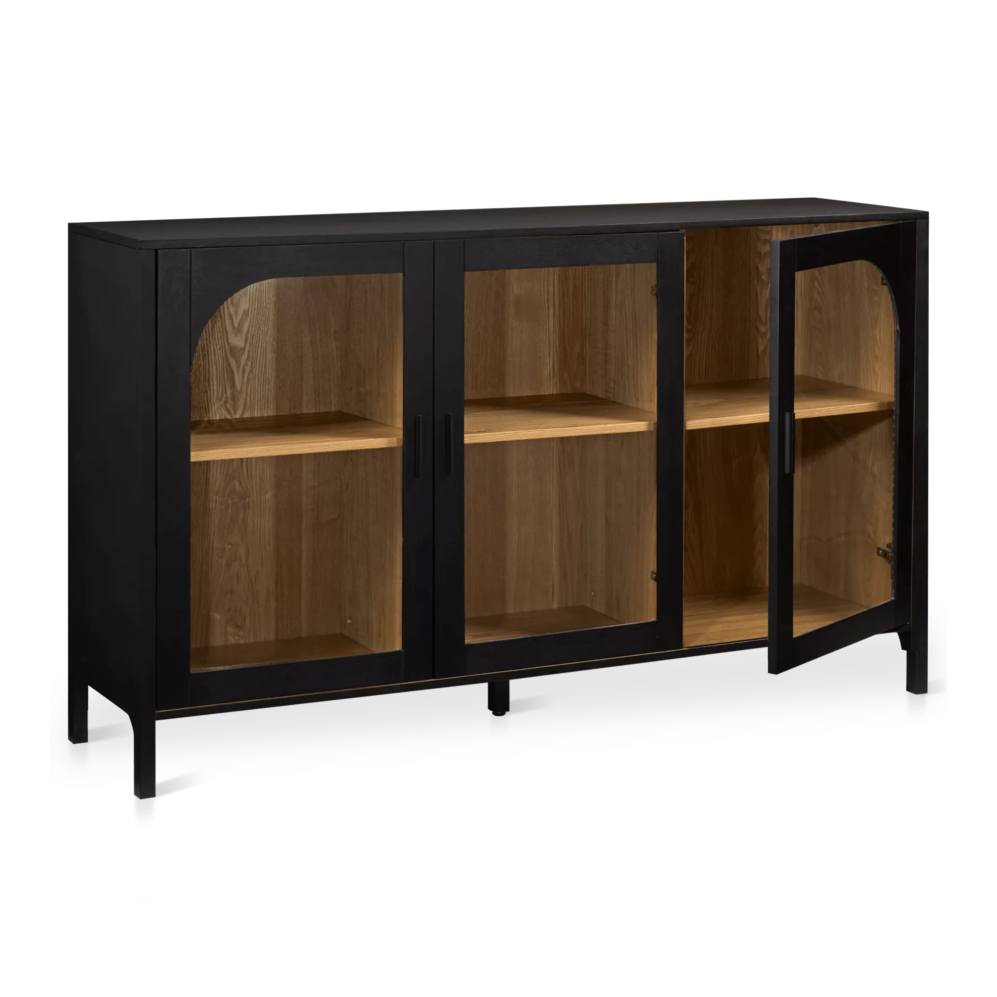 3-Door Black Wooden Buffet - Image 4