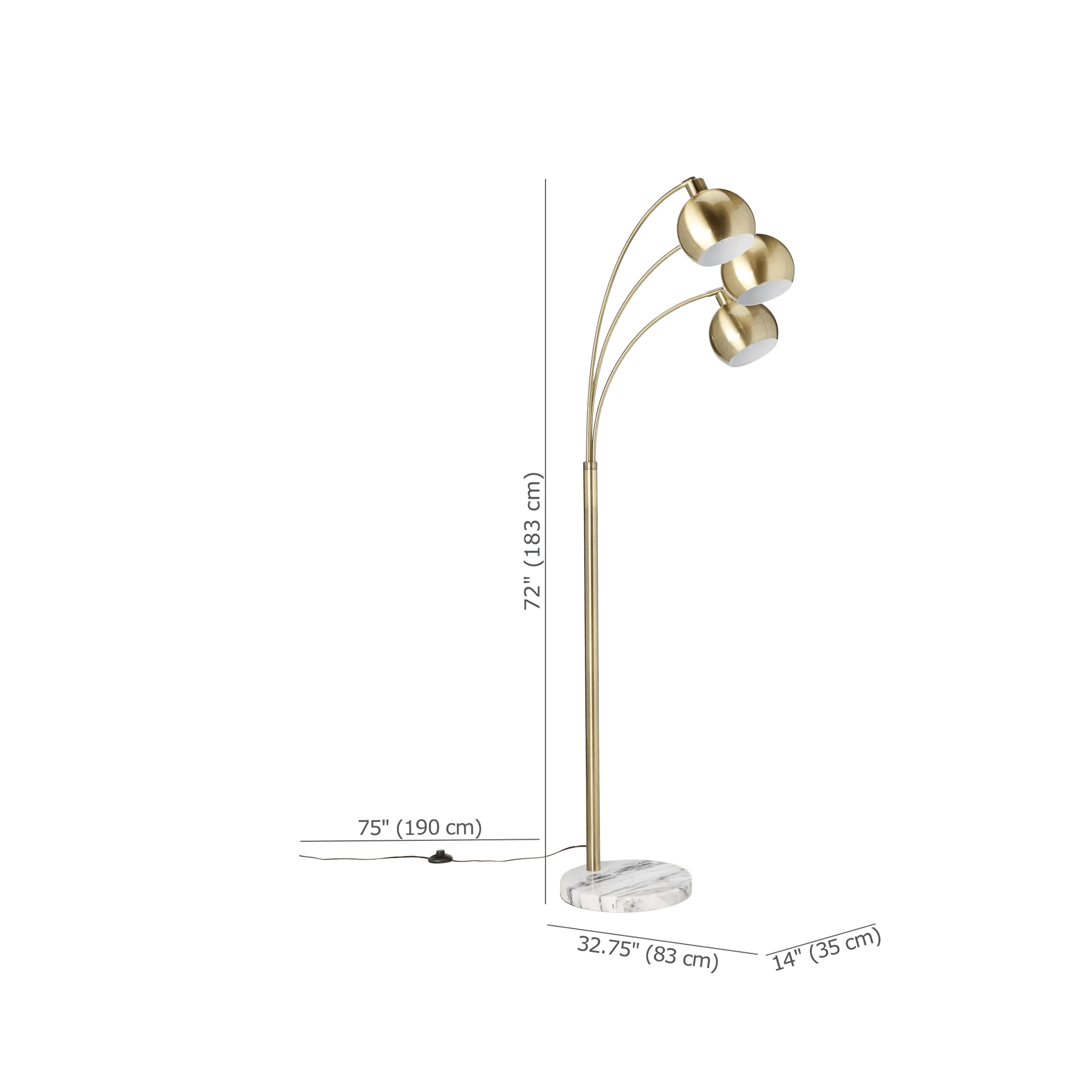 3-Head Floor Lamp with Marble Base - Image 6
