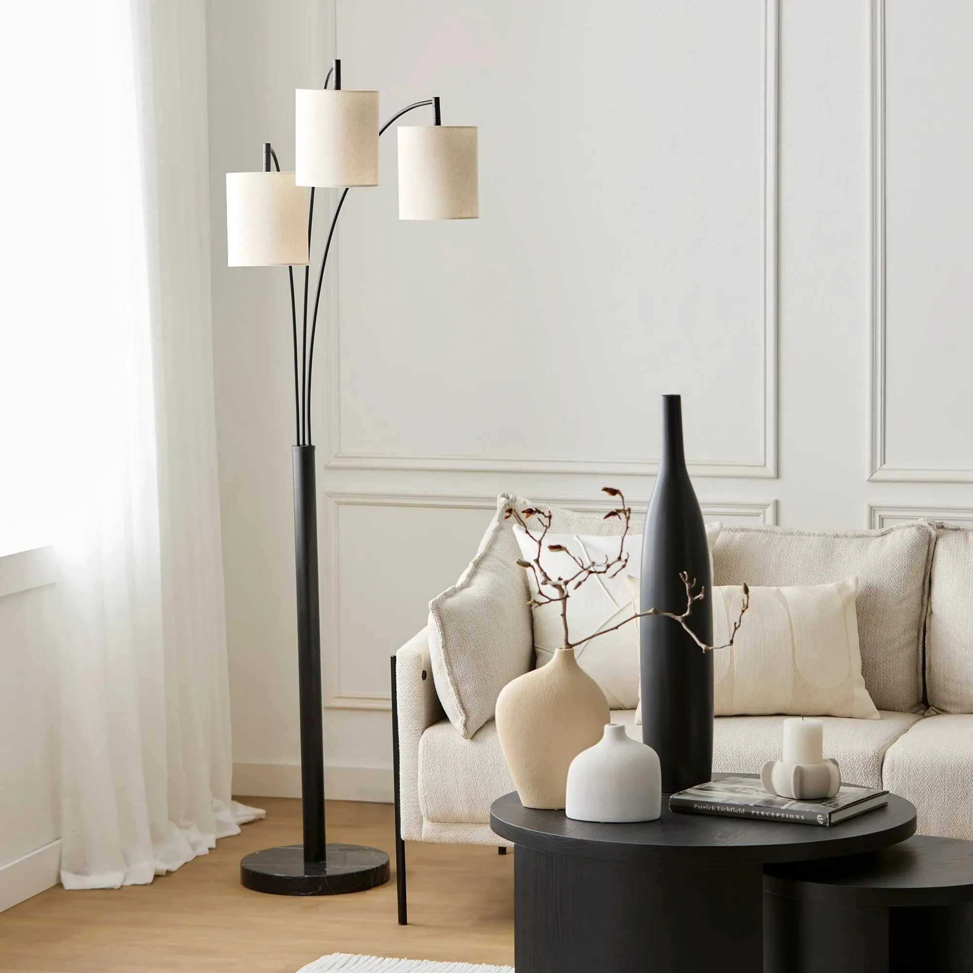 3 Linen Shade Floor Lamp - Image 2