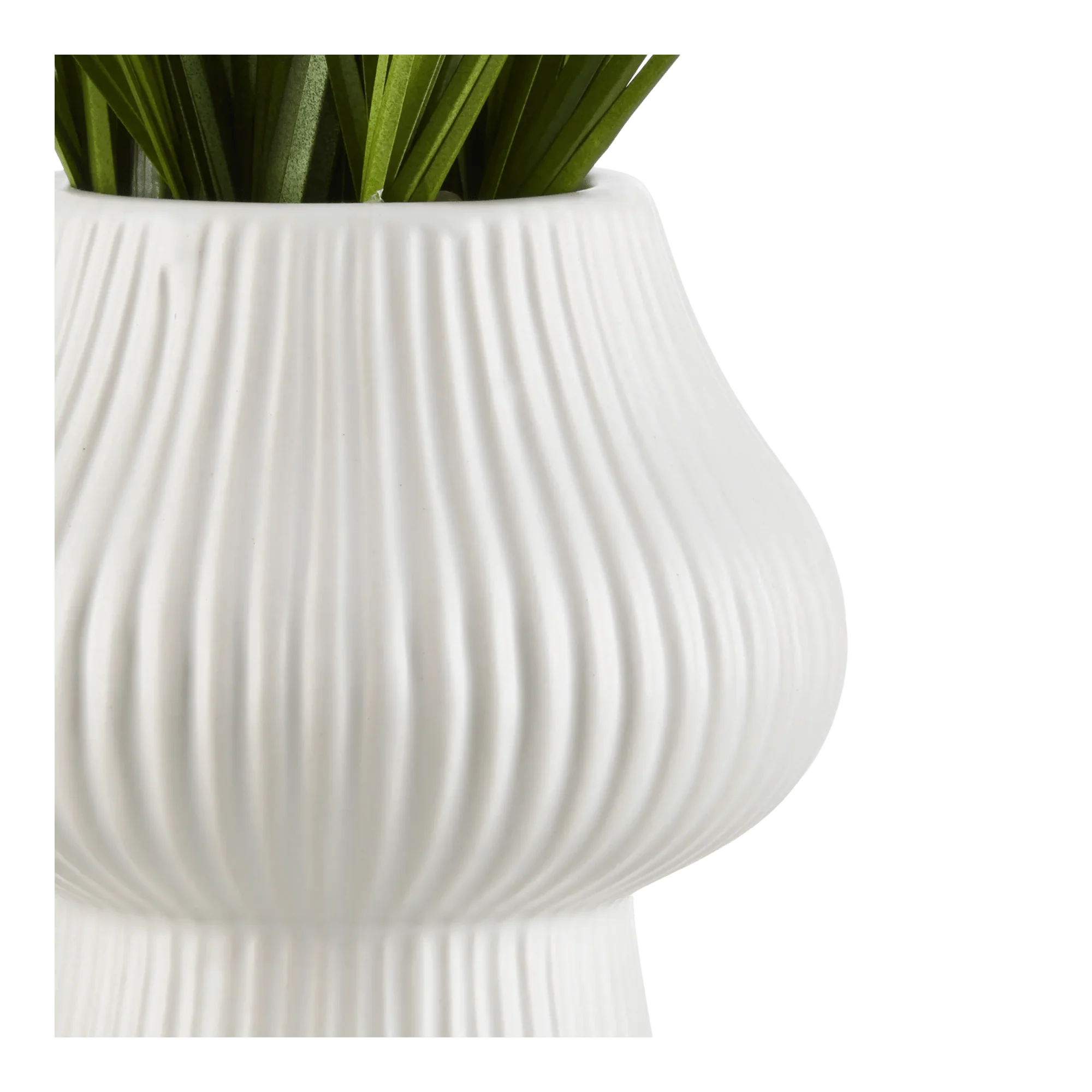 Artificial Grass in Ribbed Ceramic Vase - Image 2