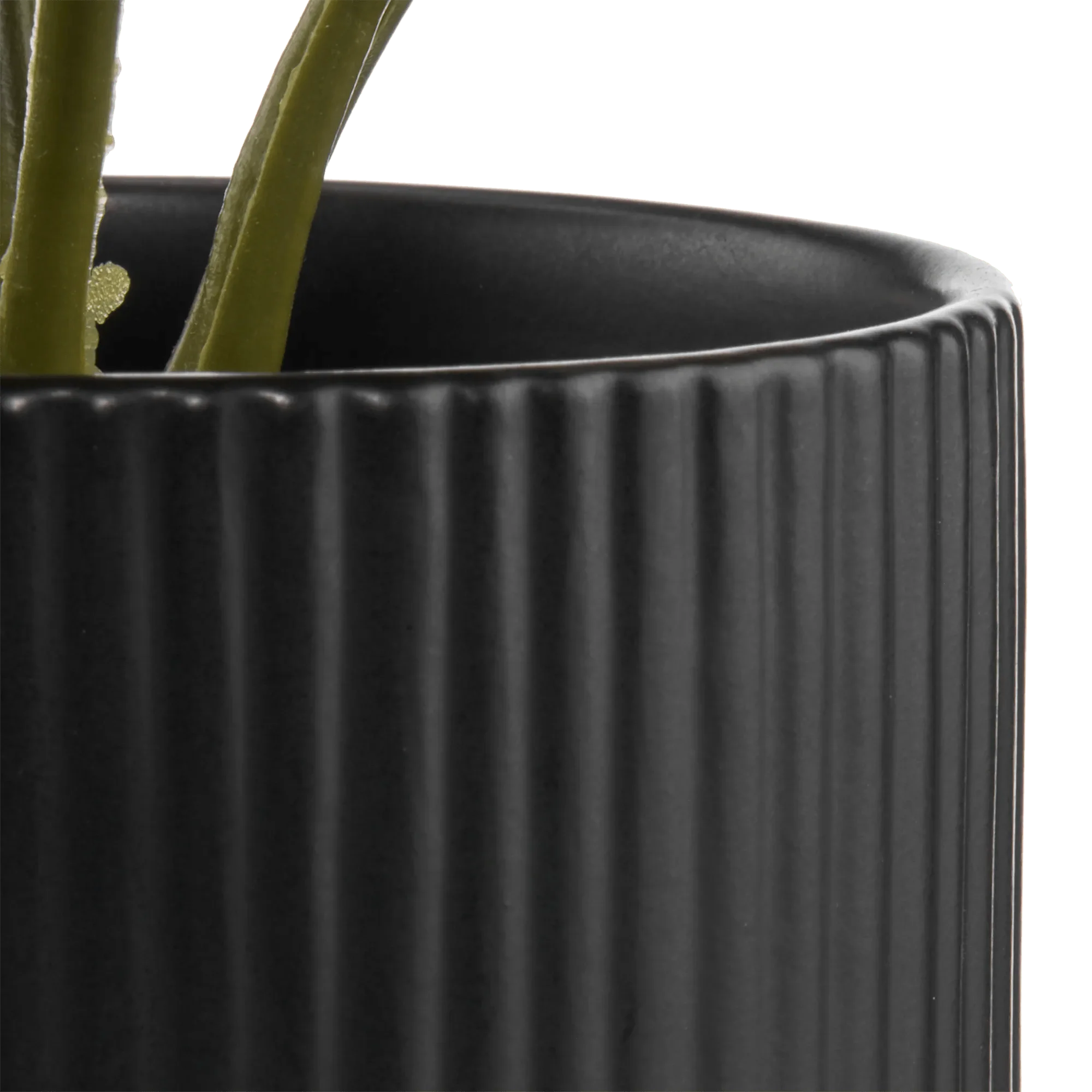 Artificial Plant in Striped Ceramic Pot - Image 3