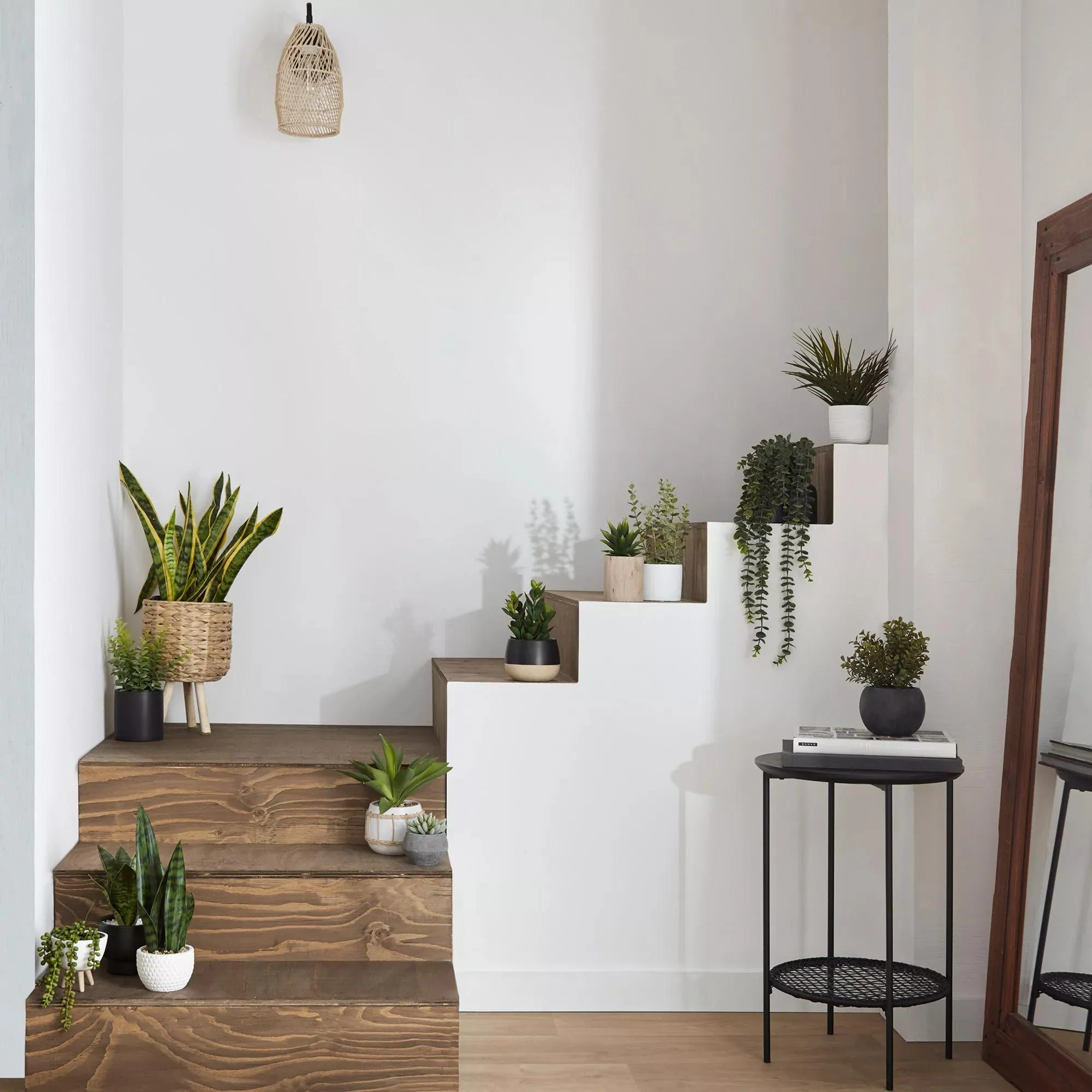 Artificial Plant in Striped Pot - Image 2