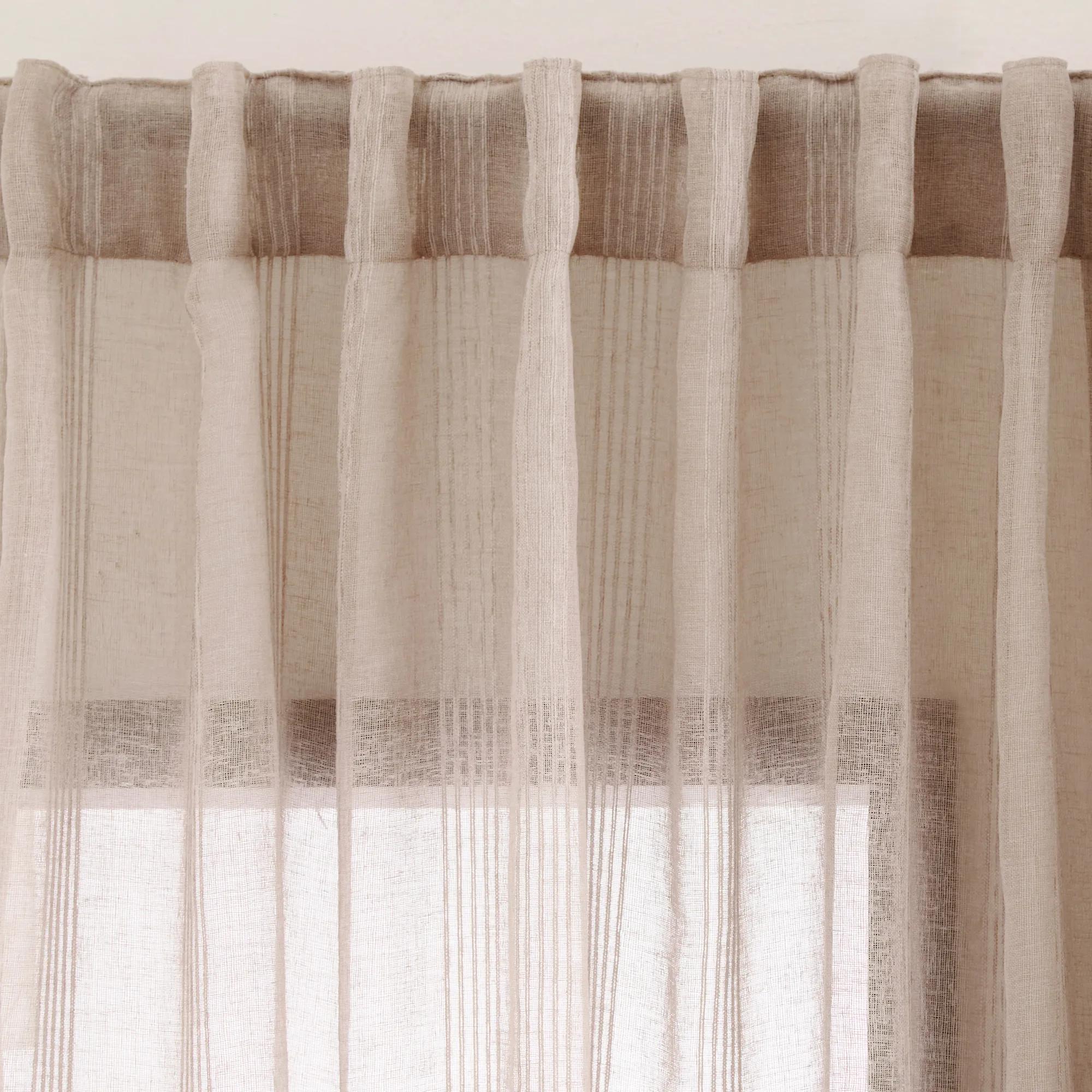 Atila Beige Rod Pocket Back Tab Sheer Curtain - Image 4