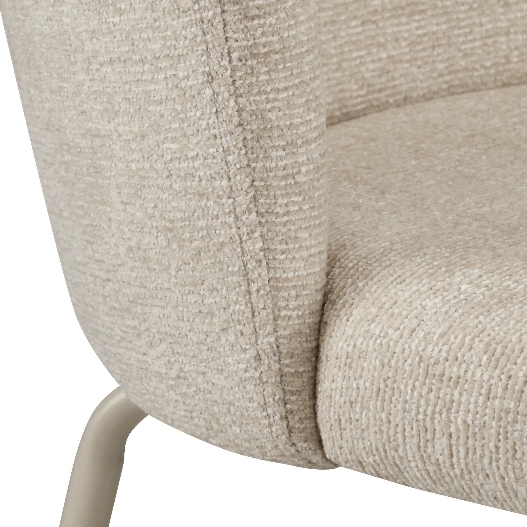 Beige Fabric and Metal Dining Chair - Image 3