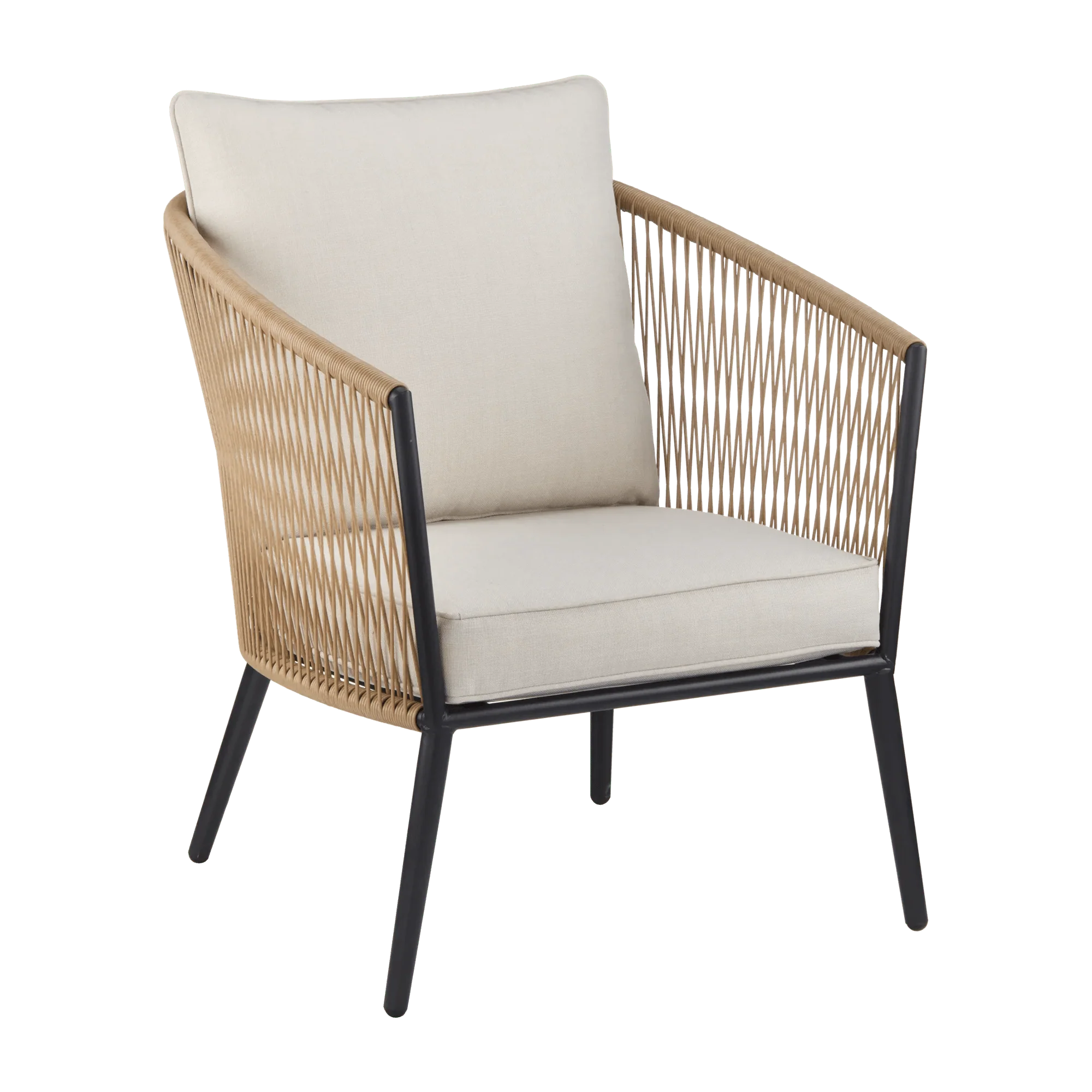 Beige outdoor rope armchair