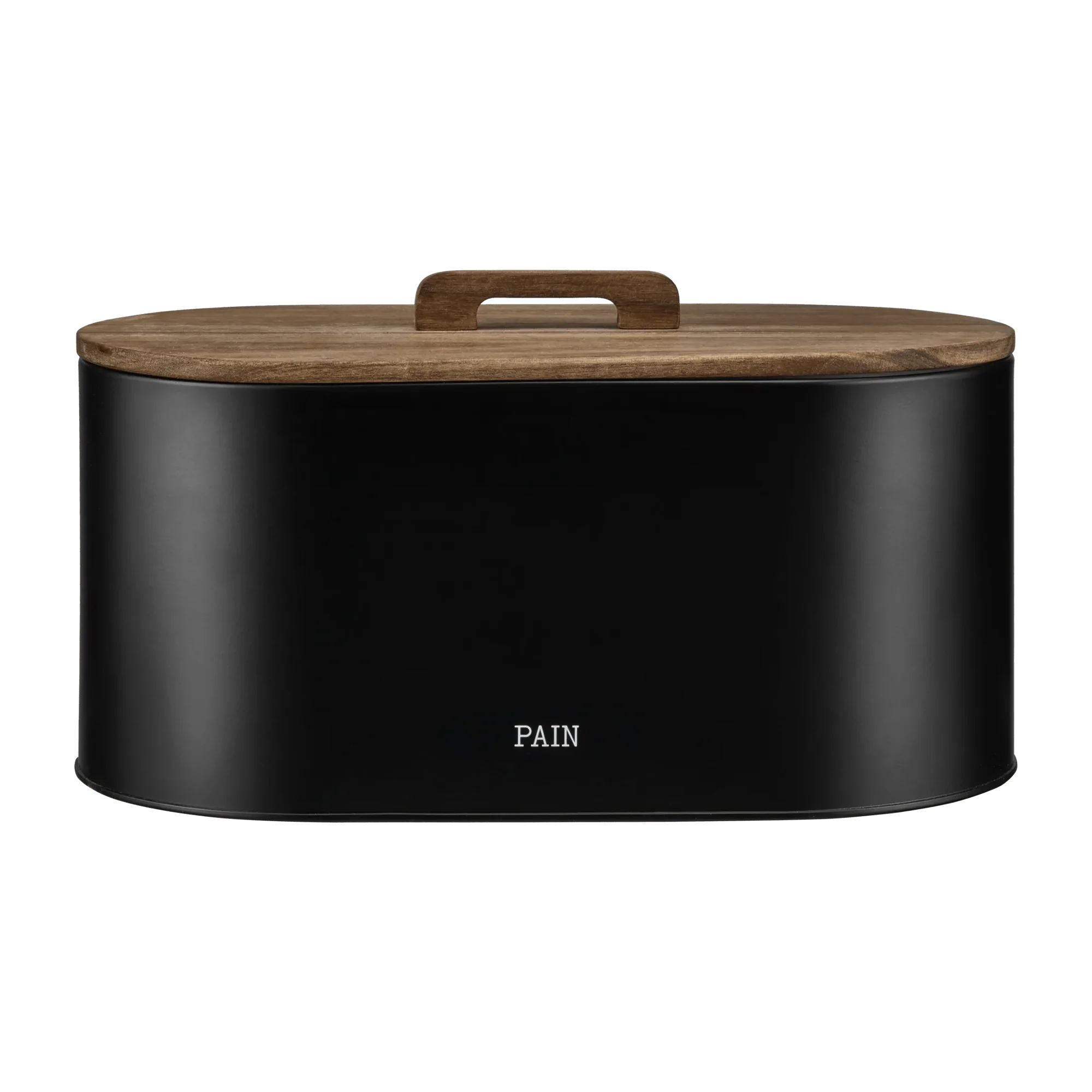 Black Bread Box with Wooden Lid