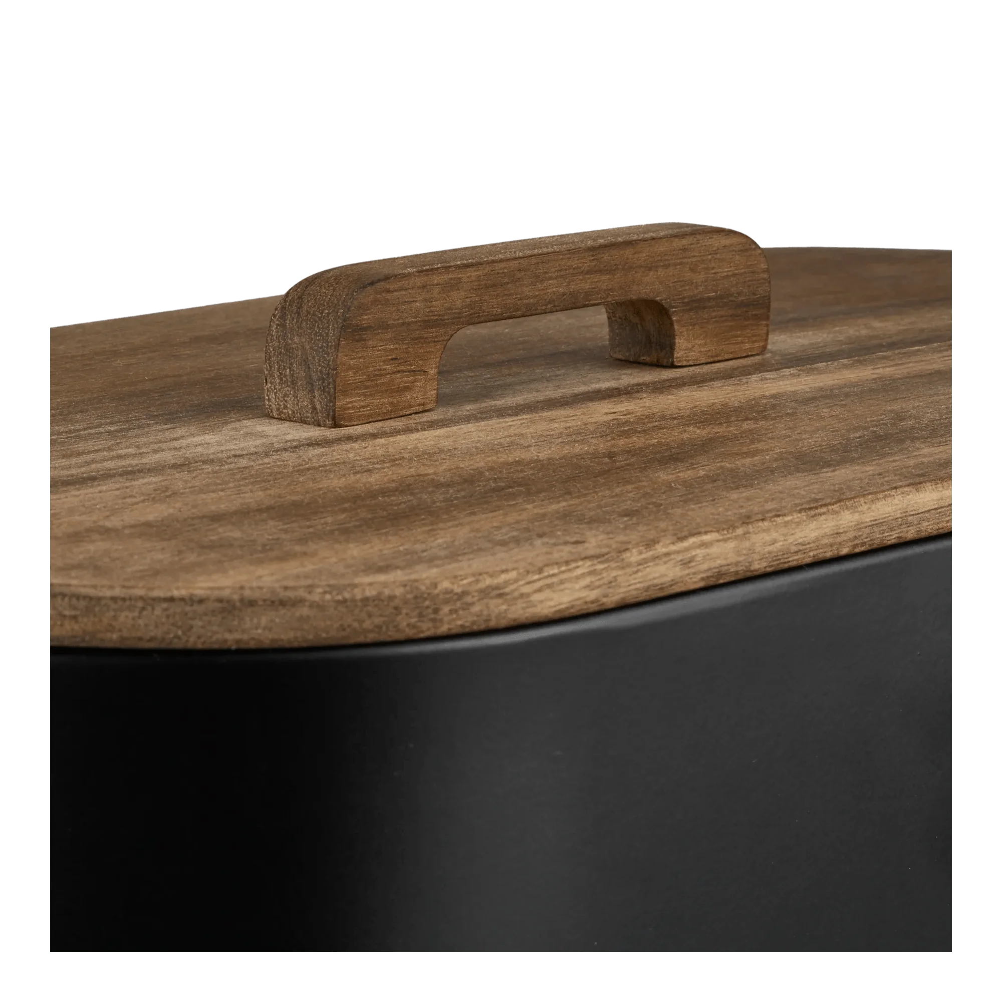 Black Bread Box with Wooden Lid - Image 3