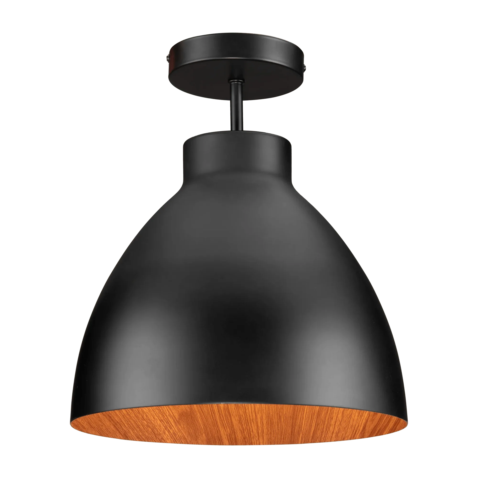 Black Ceiling Lamp with Walnut Interior - Image 3