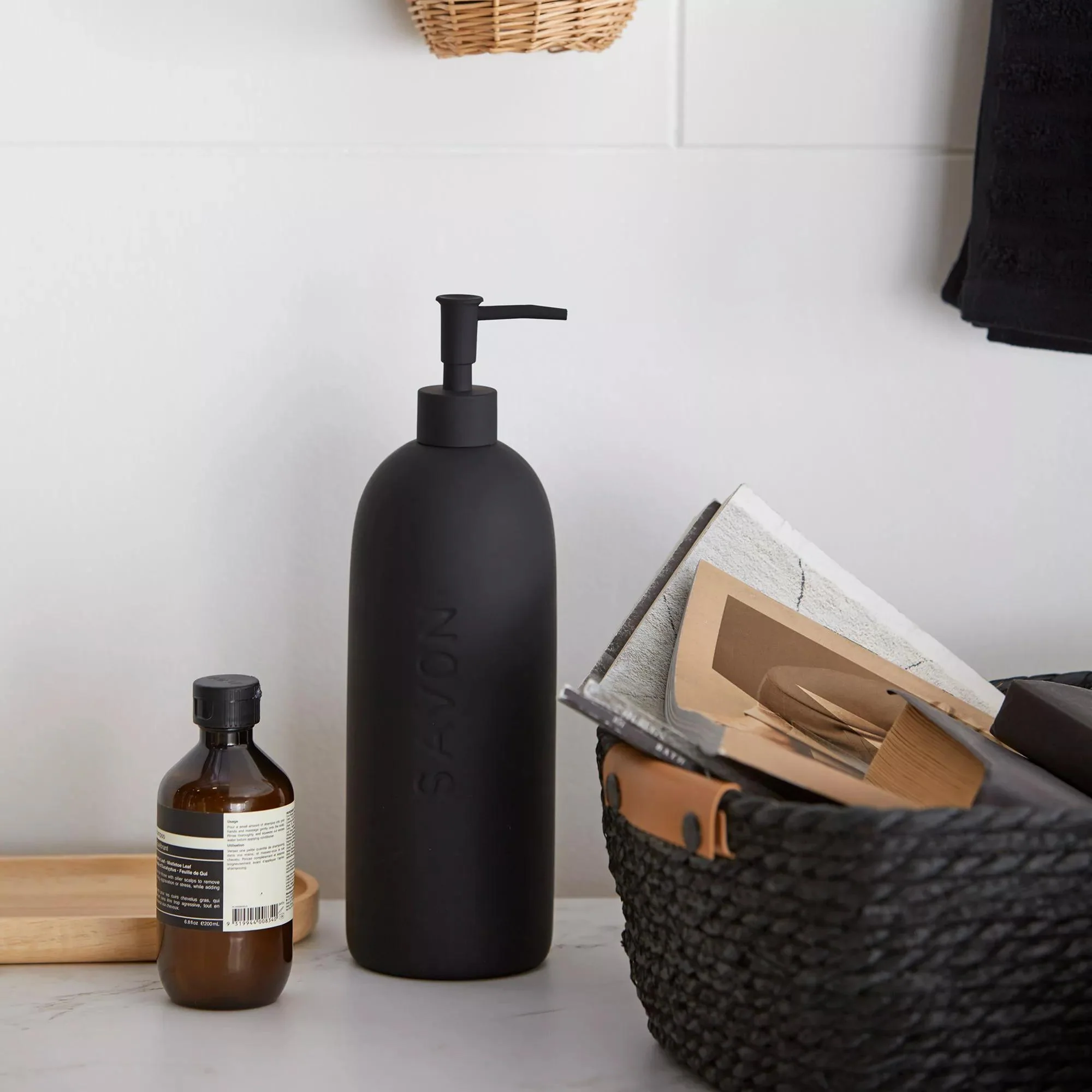 Black Ceramic Soap Engraved Dispenser - Image 3