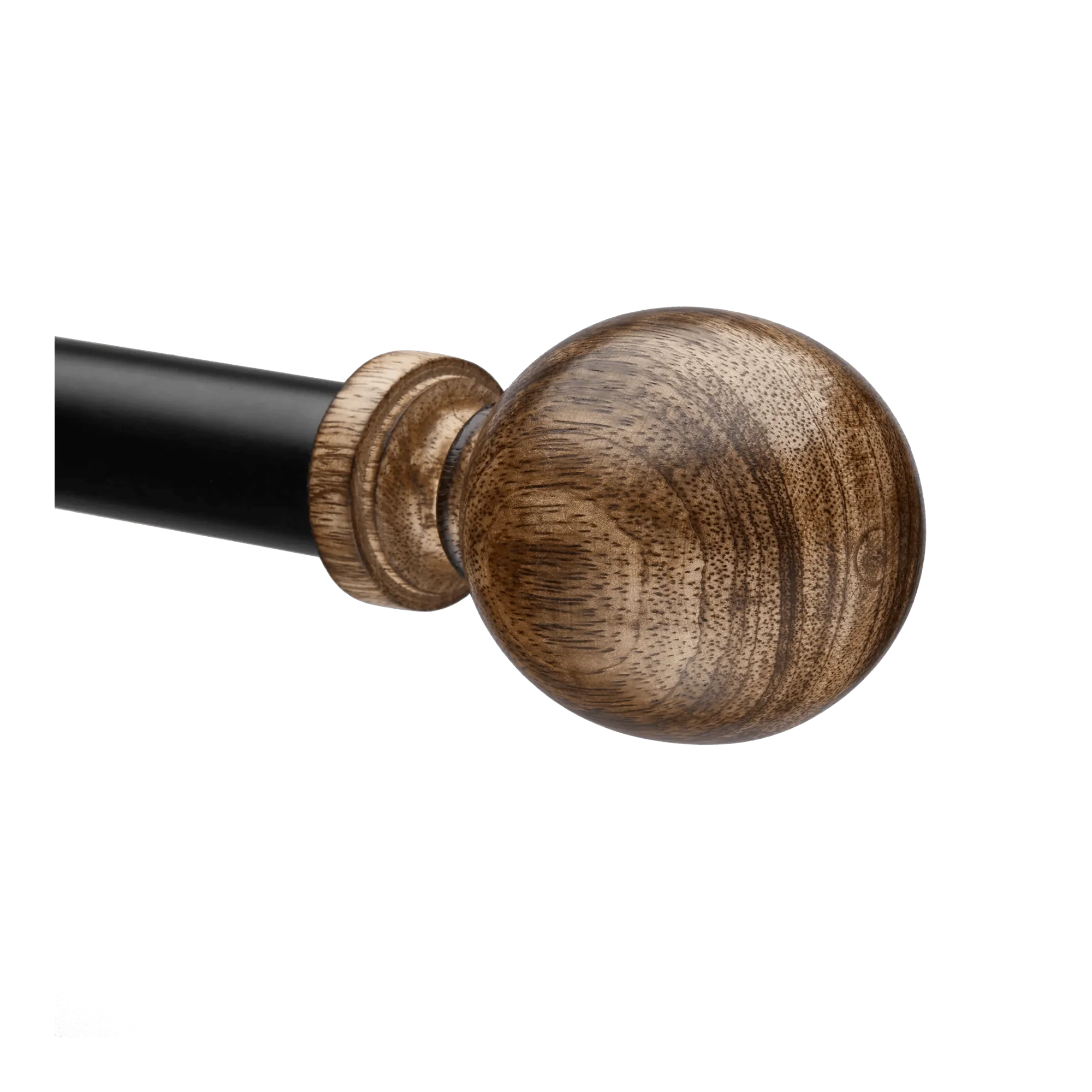 Black Curtain Rod with Wooden Finial - Image 2