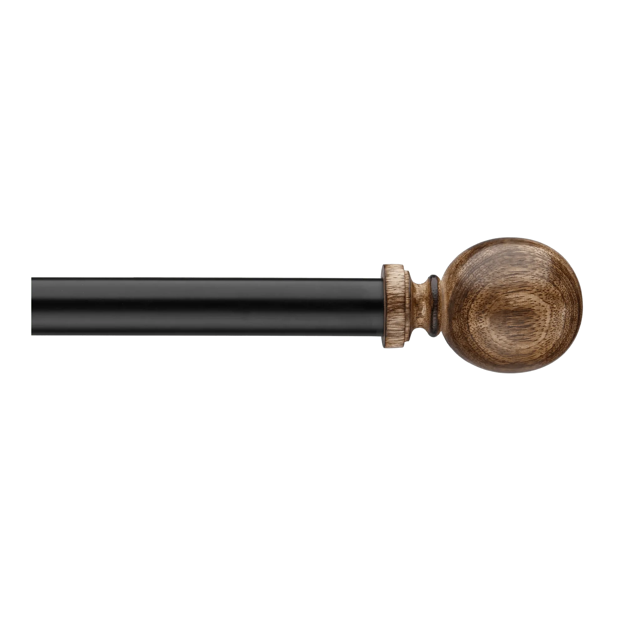 Black Curtain Rod with Wooden Finial - Image 3