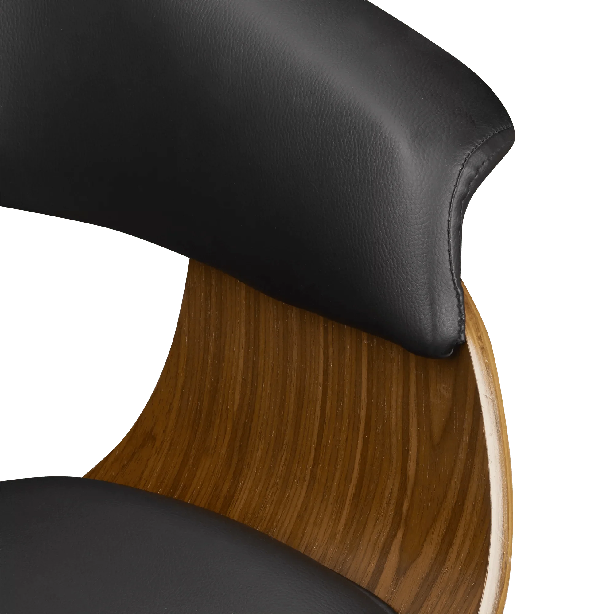 Black Faux Leather and Walnut Chair - Image 3