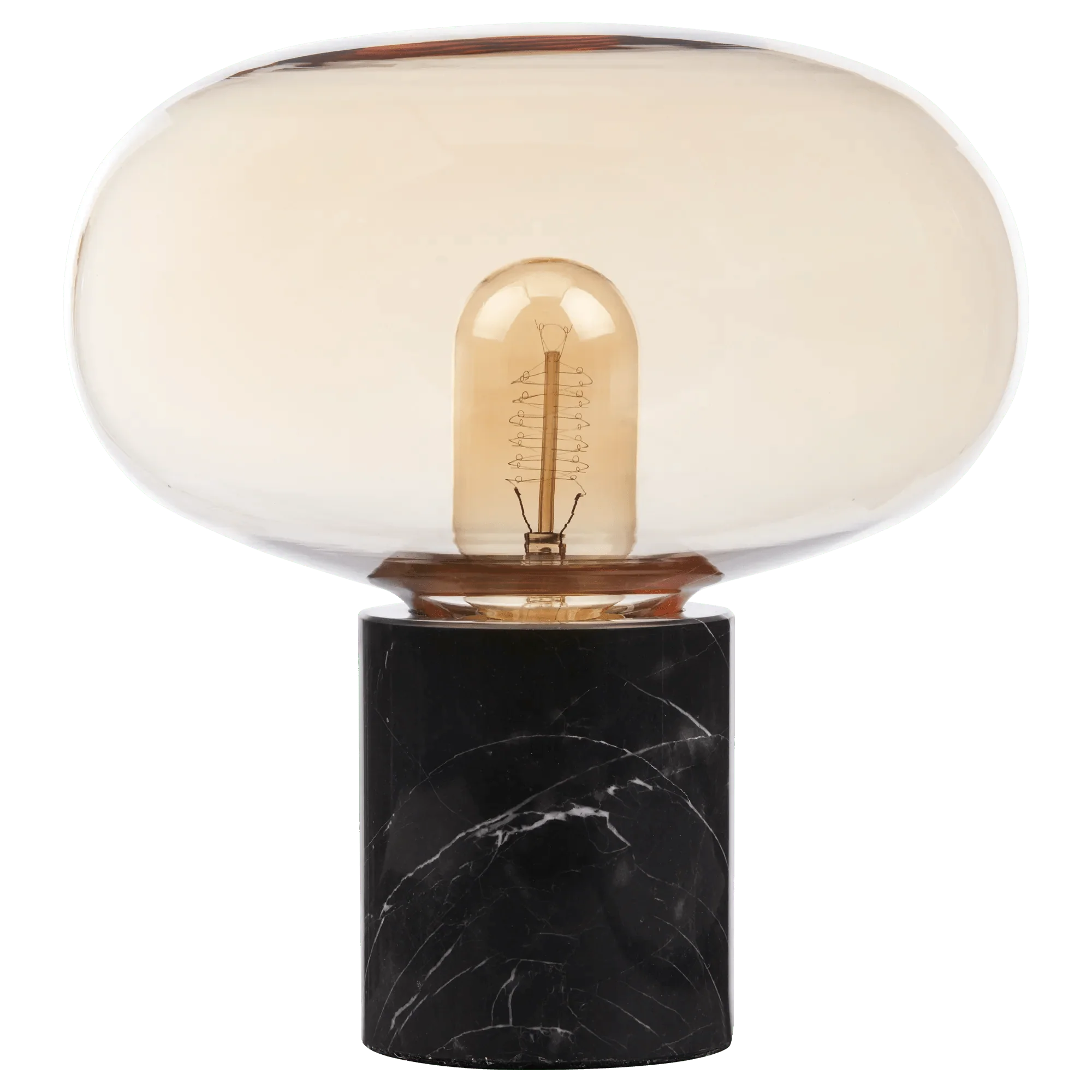 Black Marble & Amber Glass Table Lamp