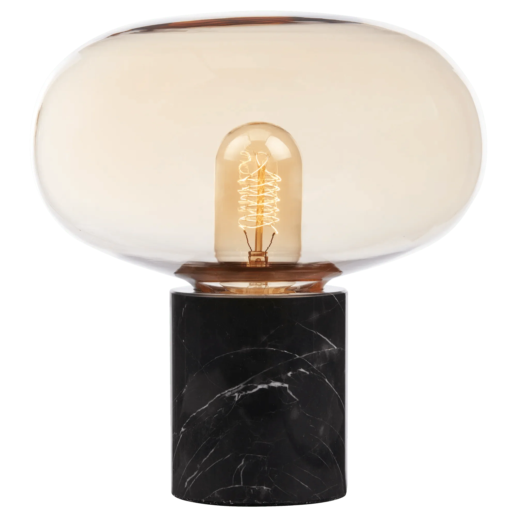 Black Marble & Amber Glass Table Lamp - Image 2