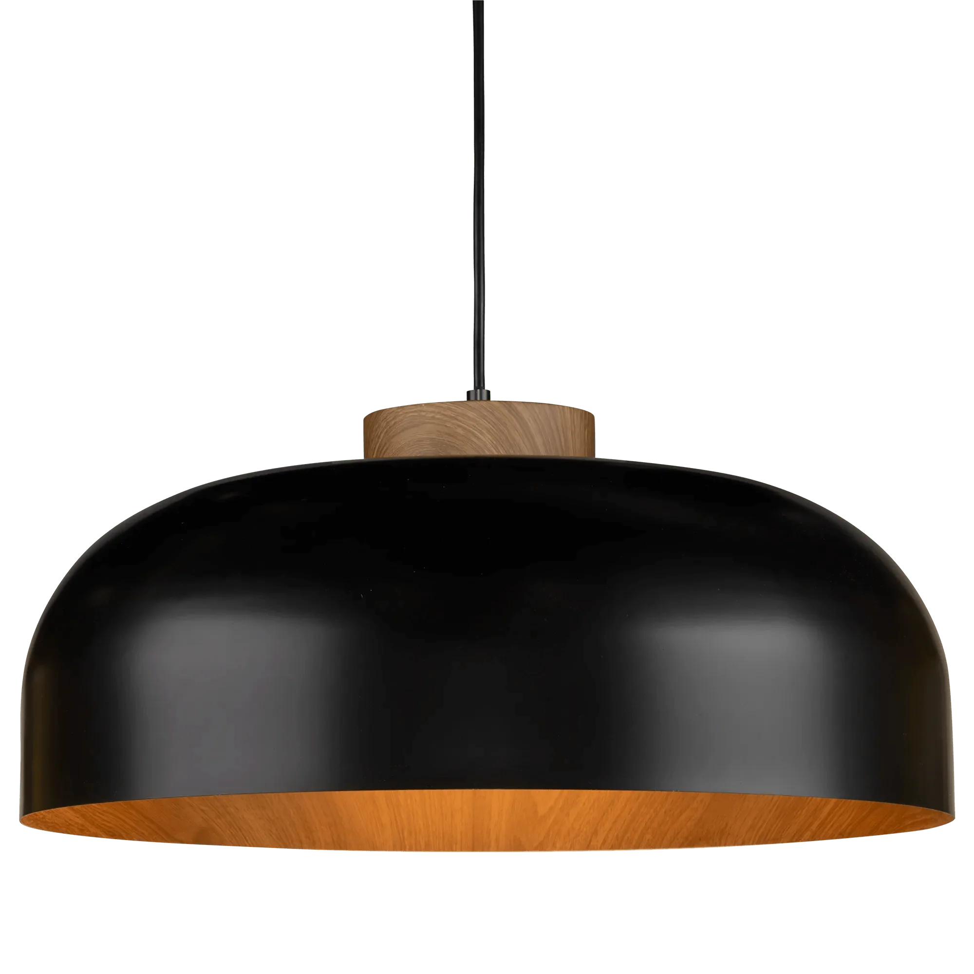 Black Metal Pendant Light with Wood Accent - Image 3