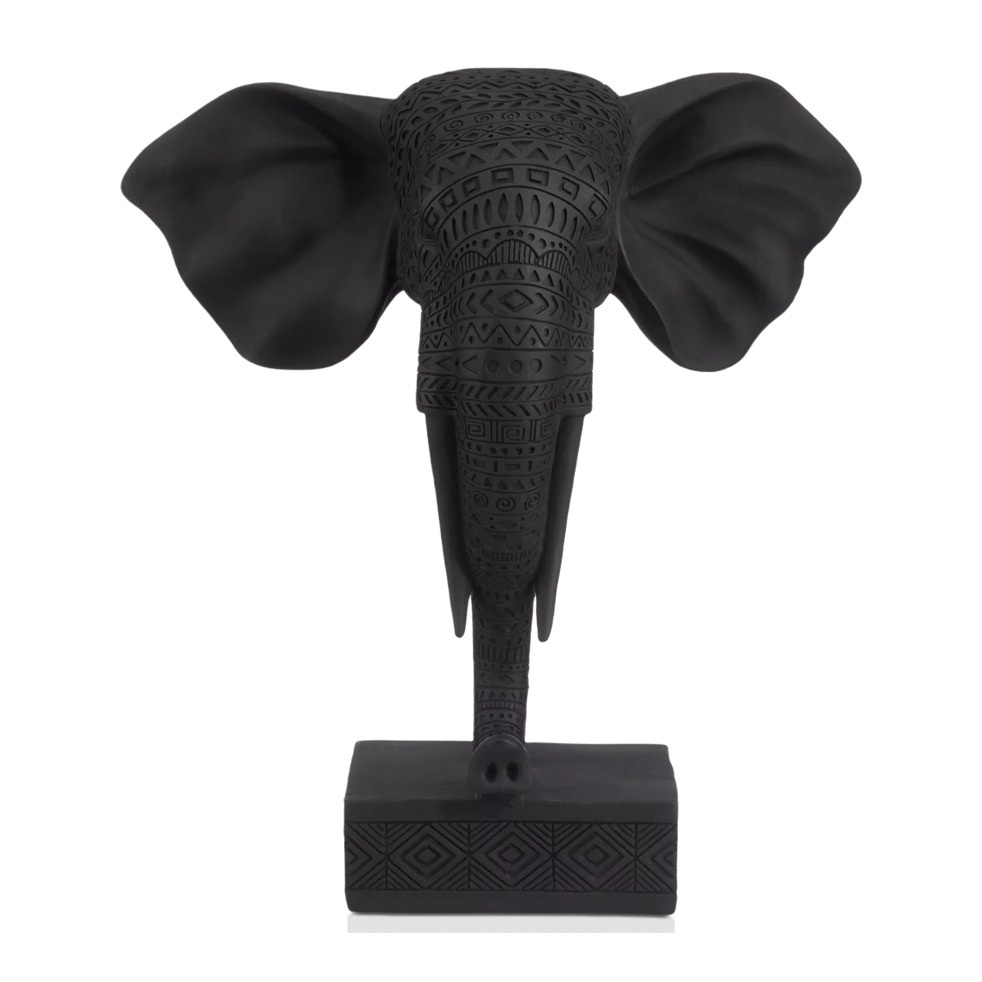 Black Resin Elephant on Stand