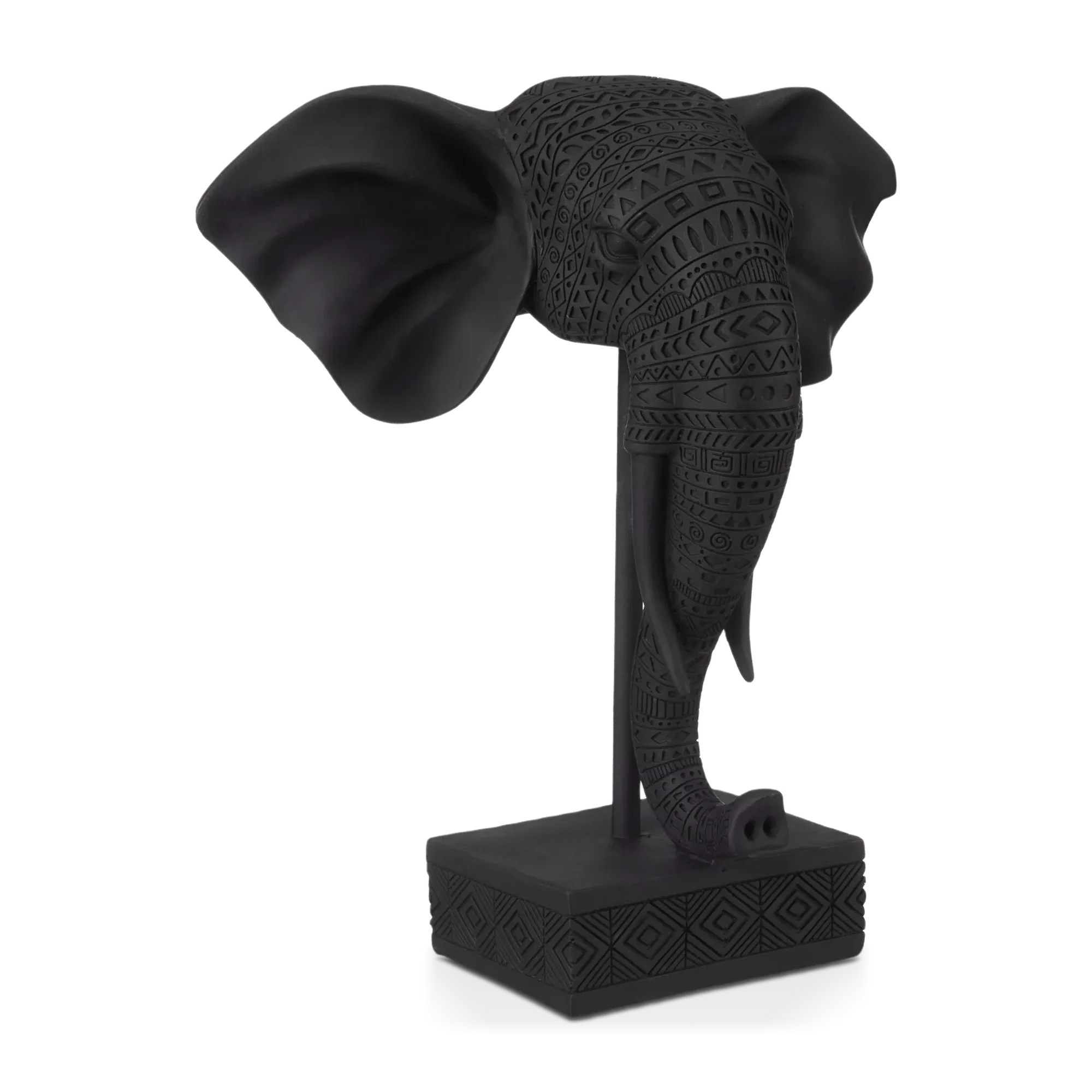 Black Resin Elephant on Stand - Image 3