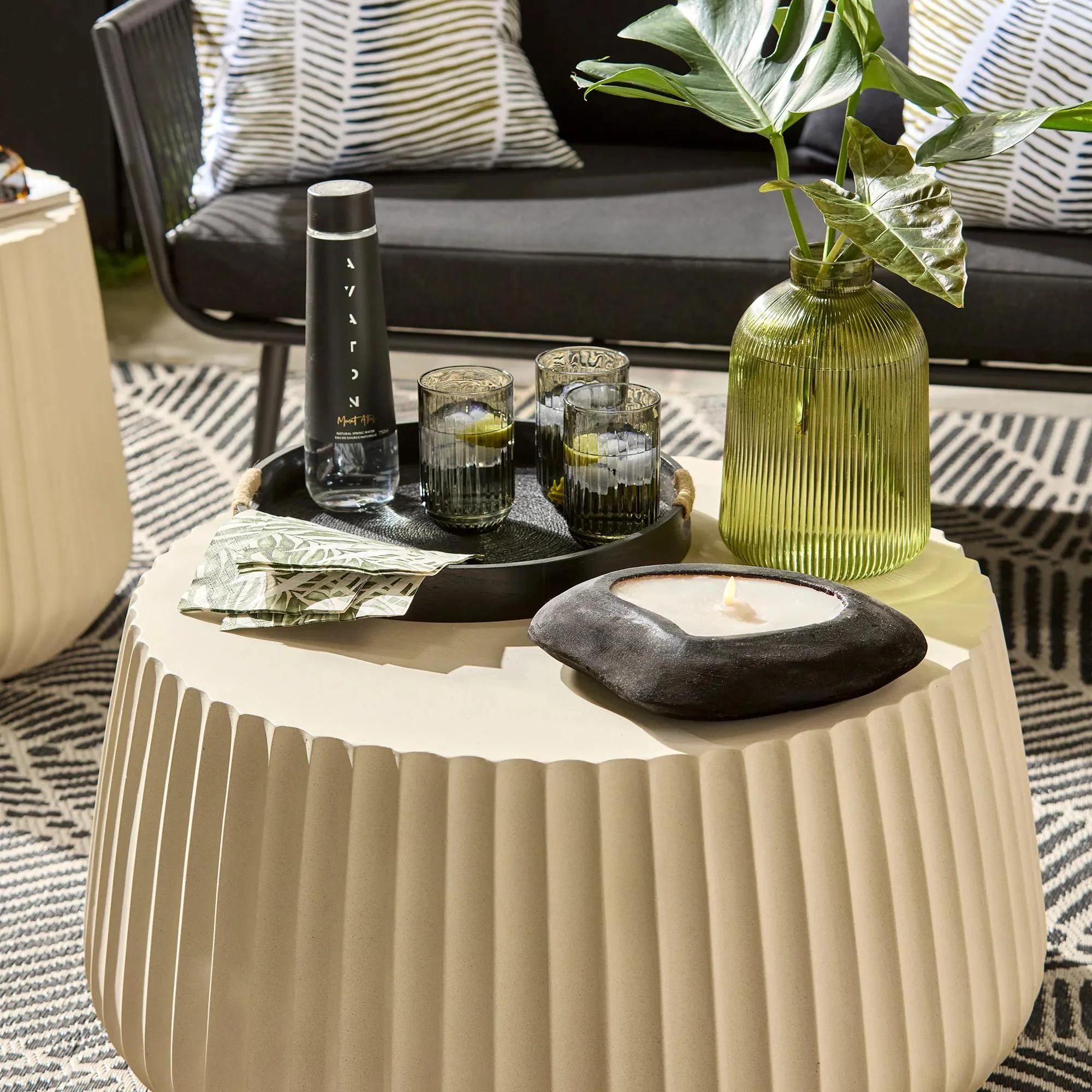 Grooved Round Coffee Table - Image 2