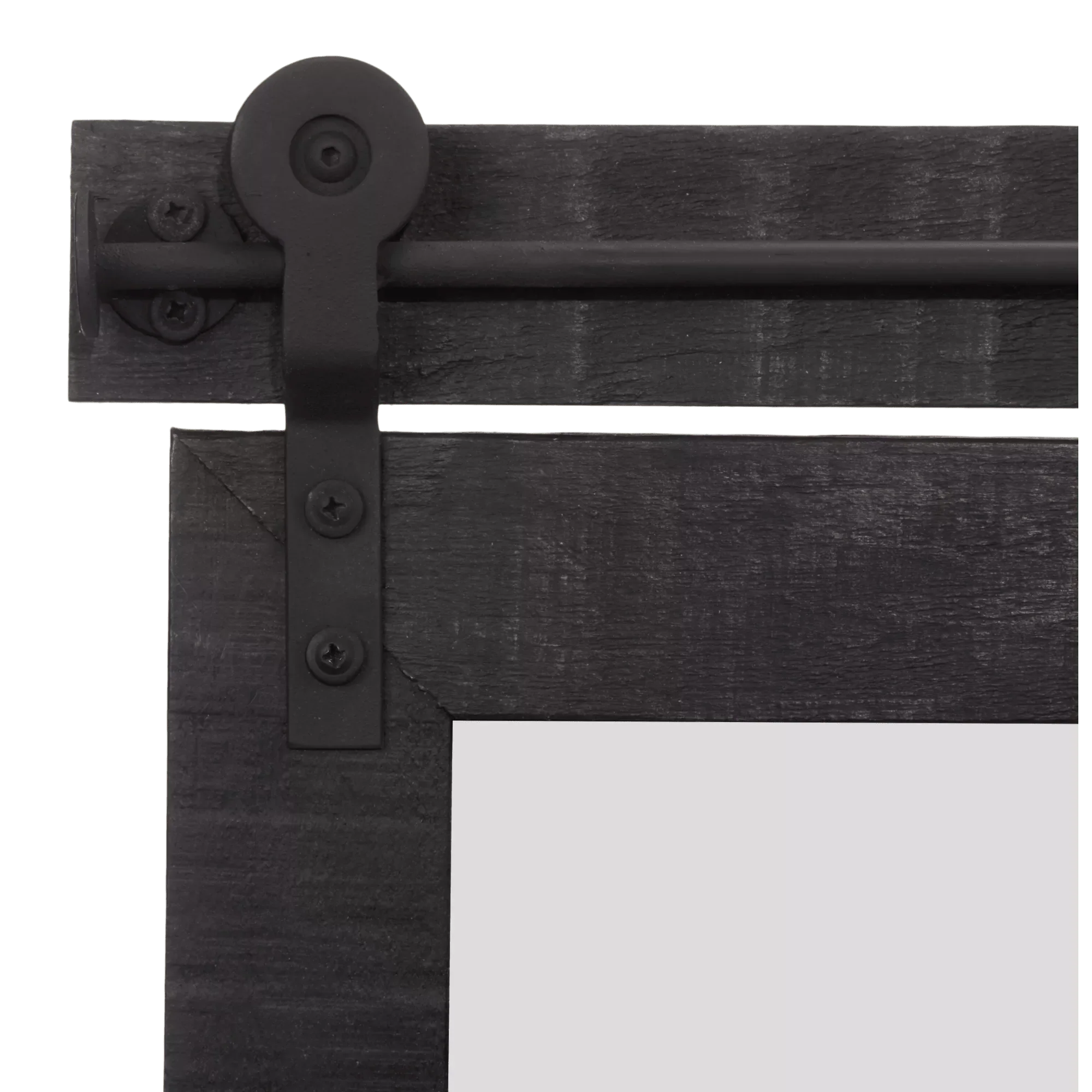 Black Wood Rail Mirror - Image 2