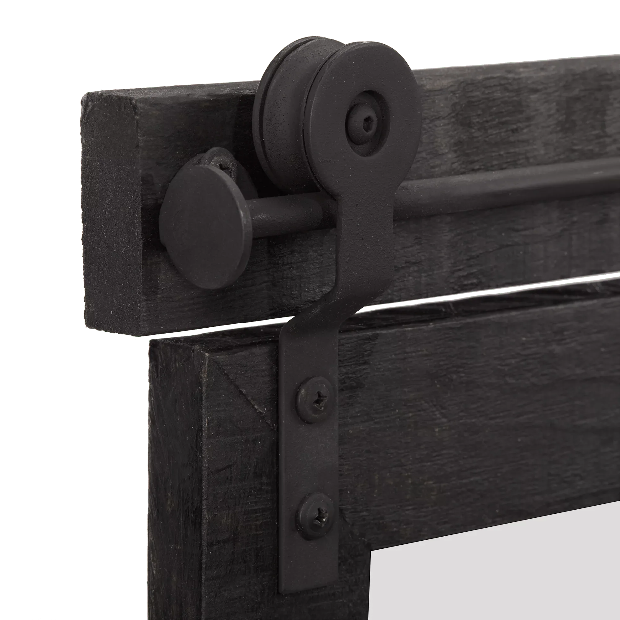 Black Wood Rail Mirror - Image 3