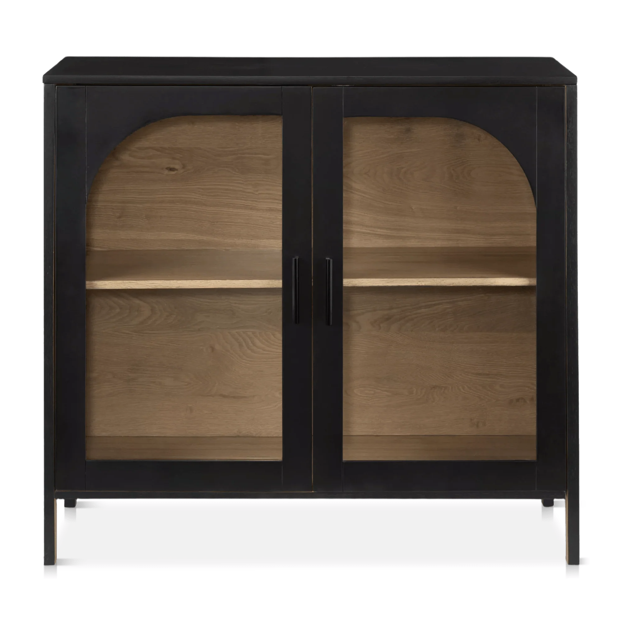 Black Wooden Buffet with Glass Doors - Image 3