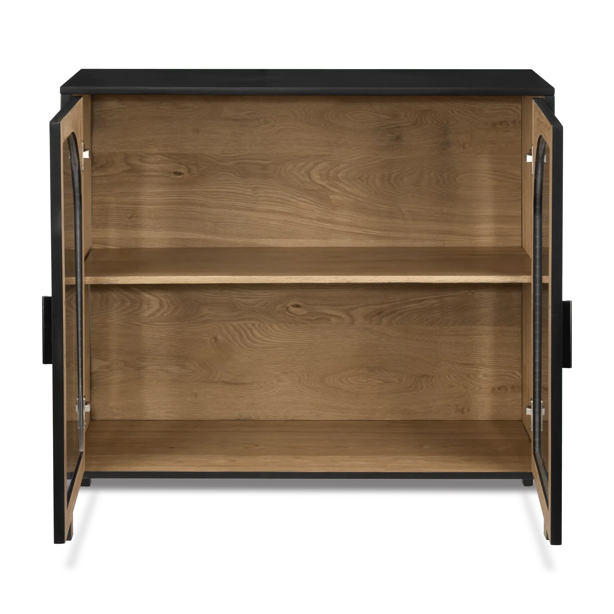 Black Wooden Buffet with Glass Doors - Image 4