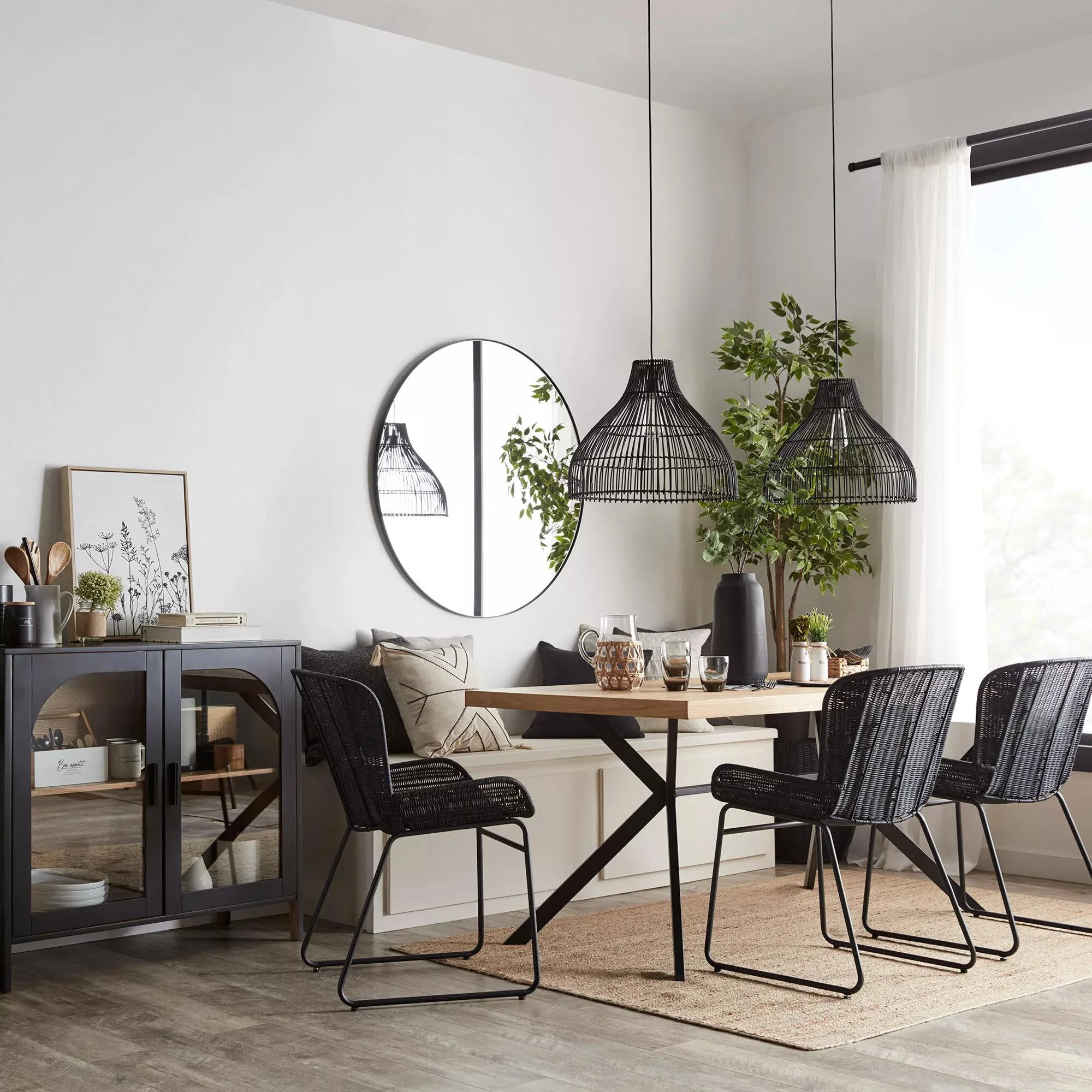 Black Wooden Buffet with Glass Doors - Image 5