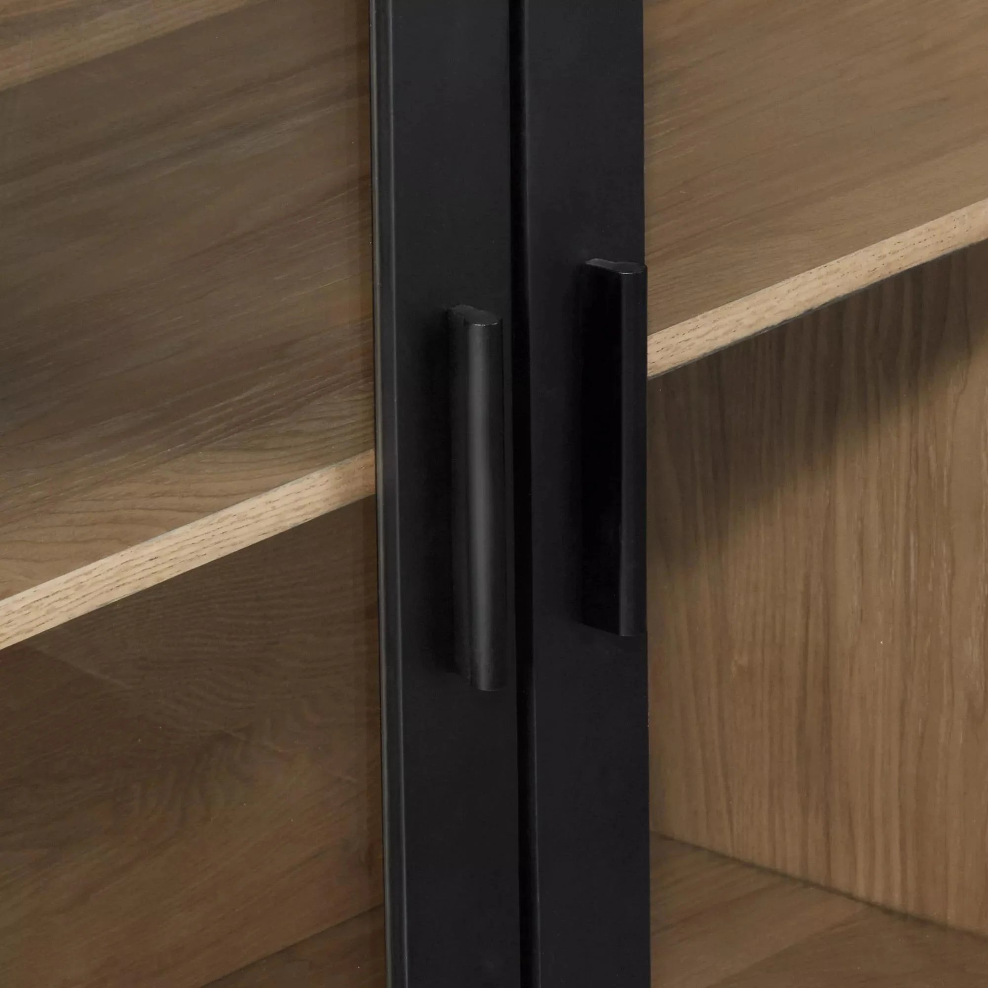 Black Wooden Buffet with Glass Doors - Image 6