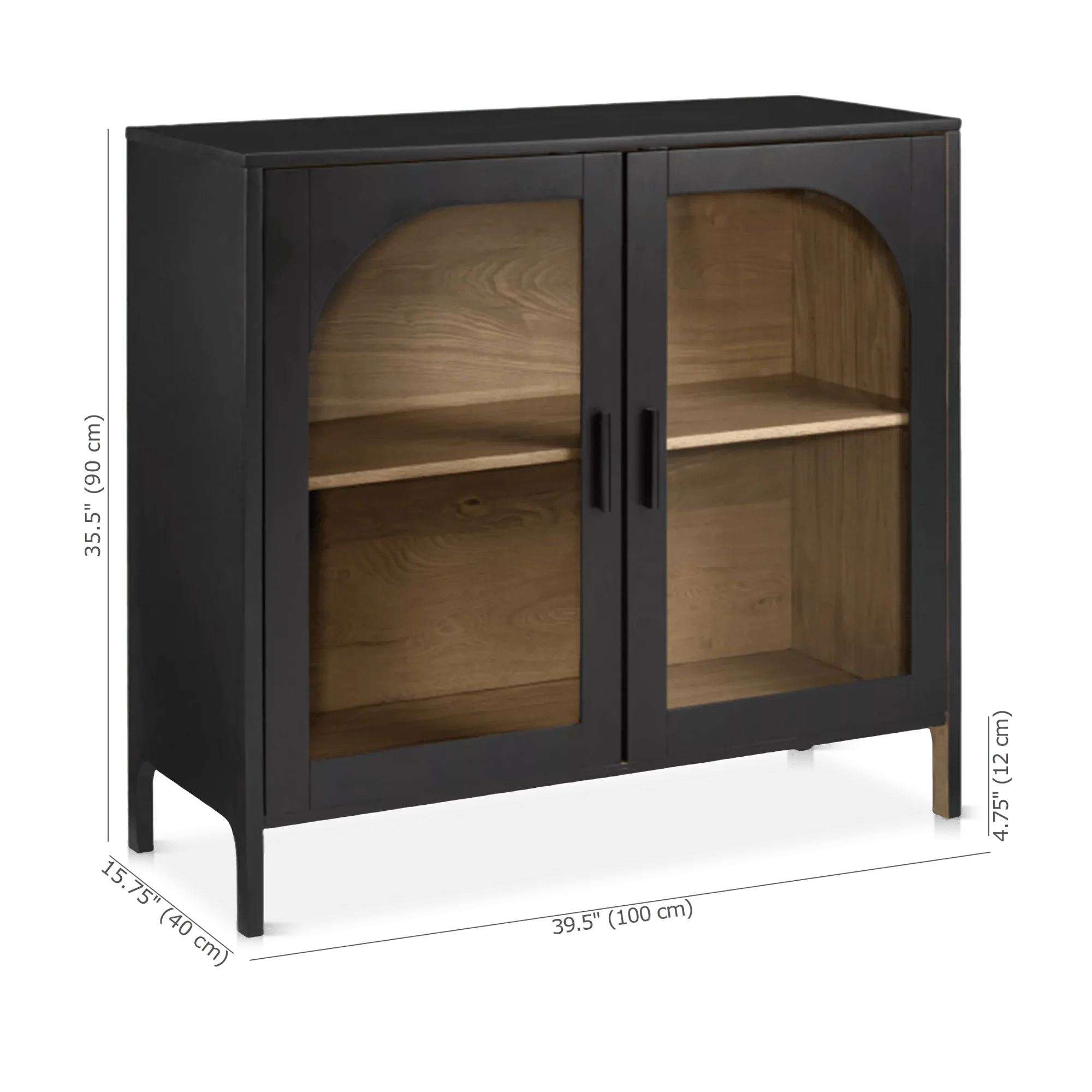 Black Wooden Buffet with Glass Doors - Image 7