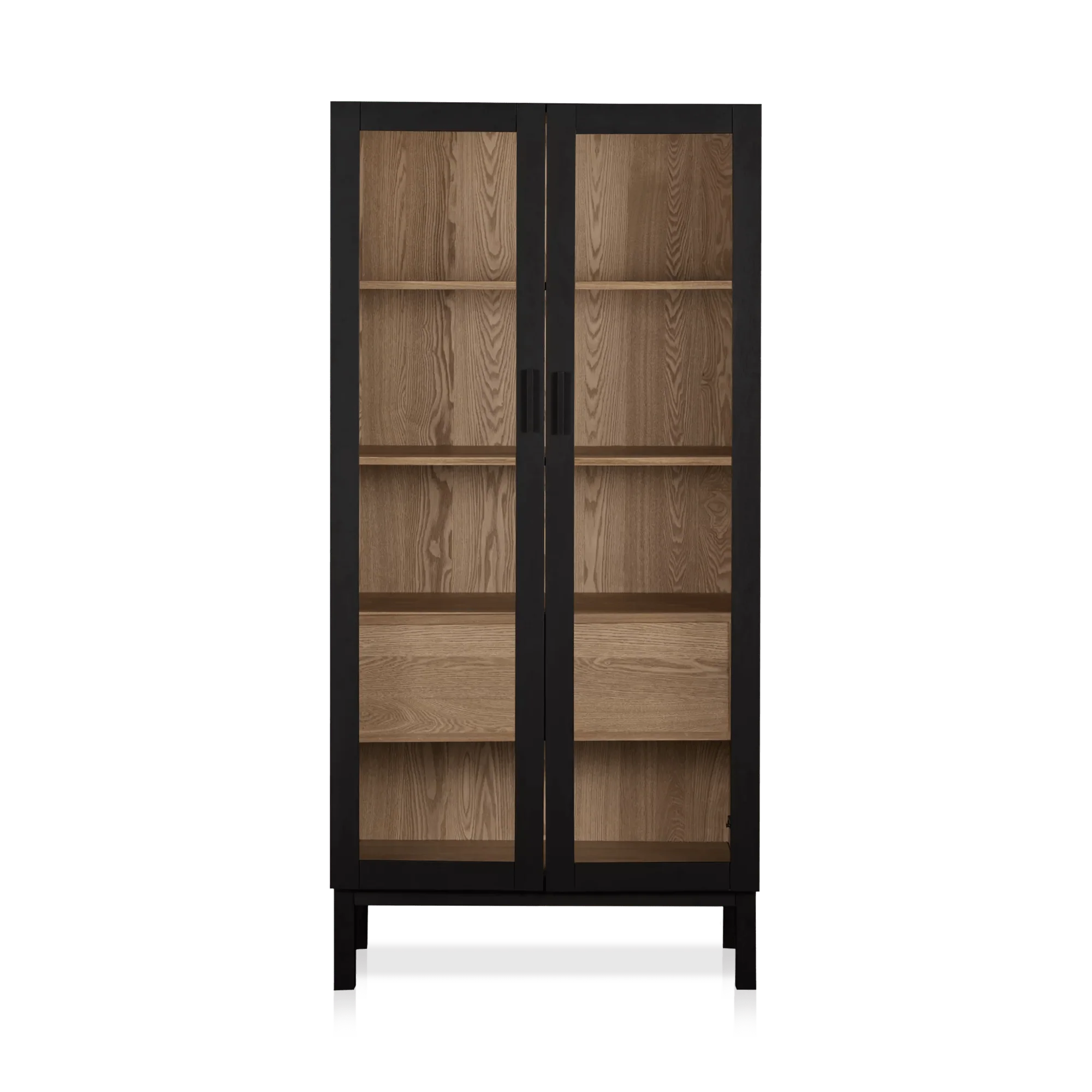 Black Wooden Buffet with Glass Doors - Image 2