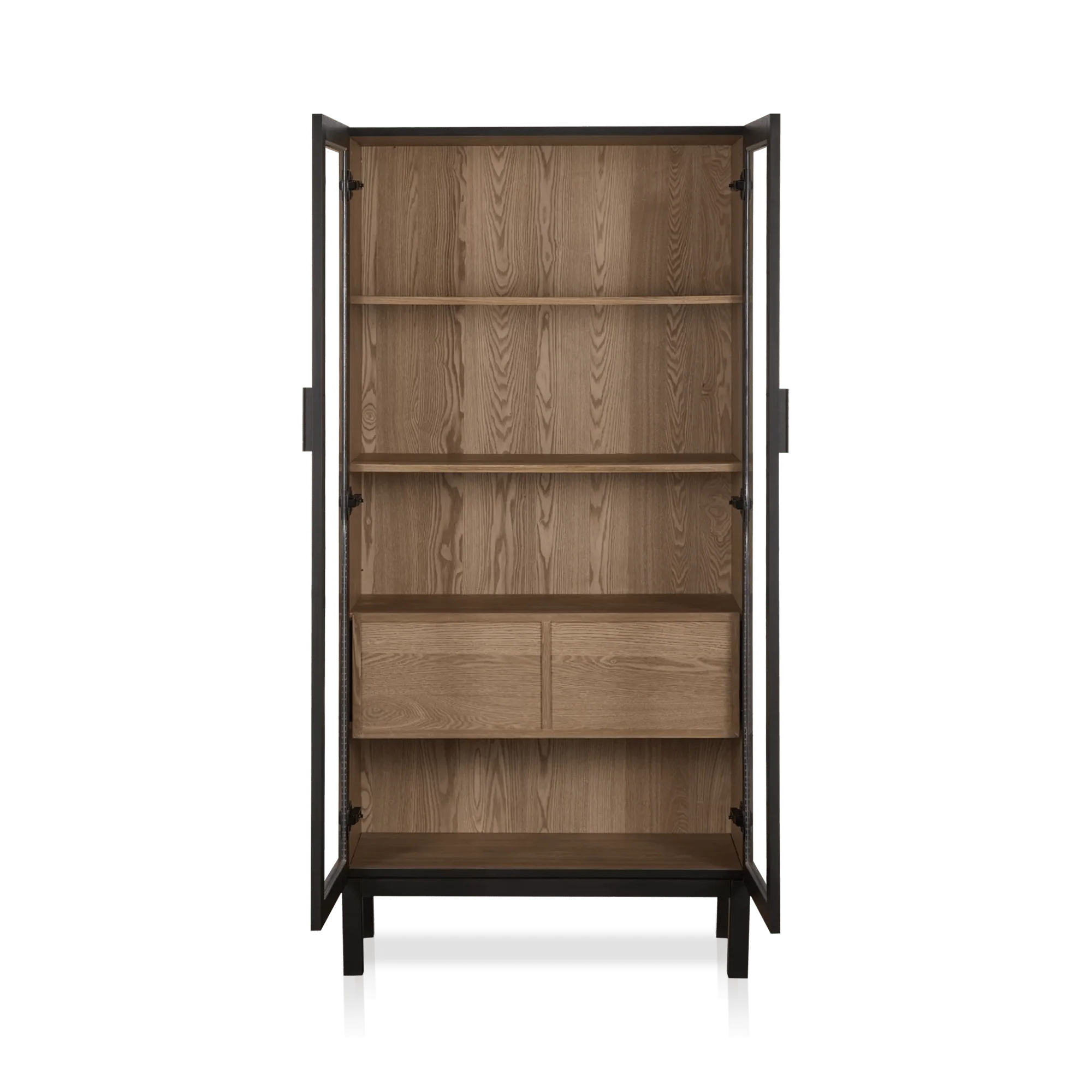 Black Wooden Buffet with Glass Doors - Image 3