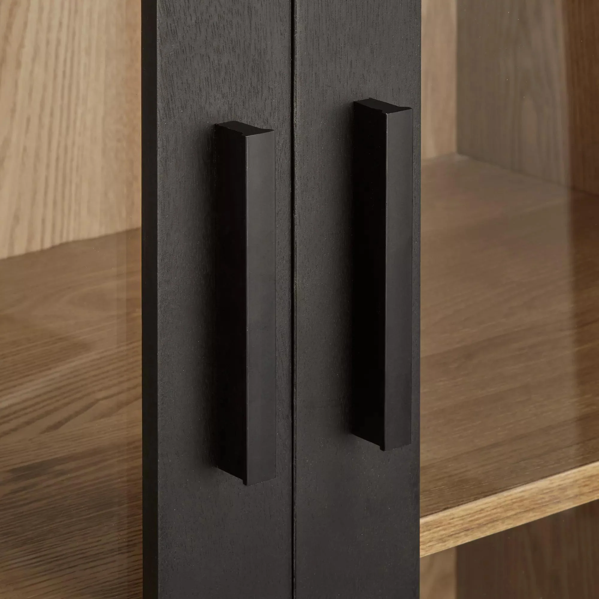 Black Wooden Buffet with Glass Doors - Image 5