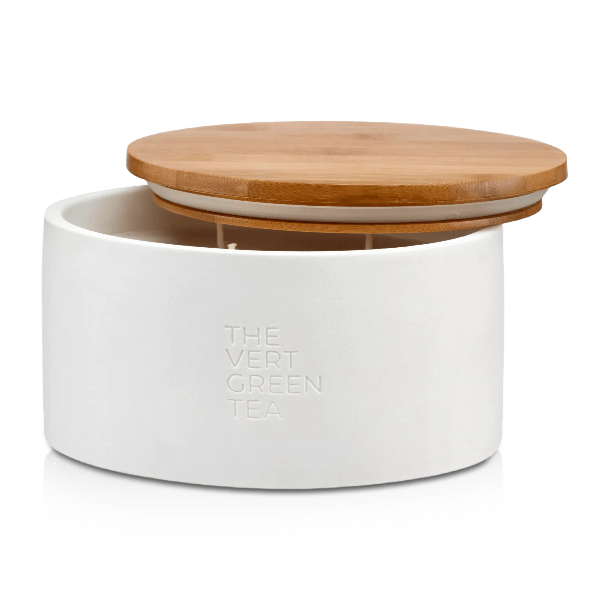 Bouclair Green Tea Candle with Wooden Lid - Image 3