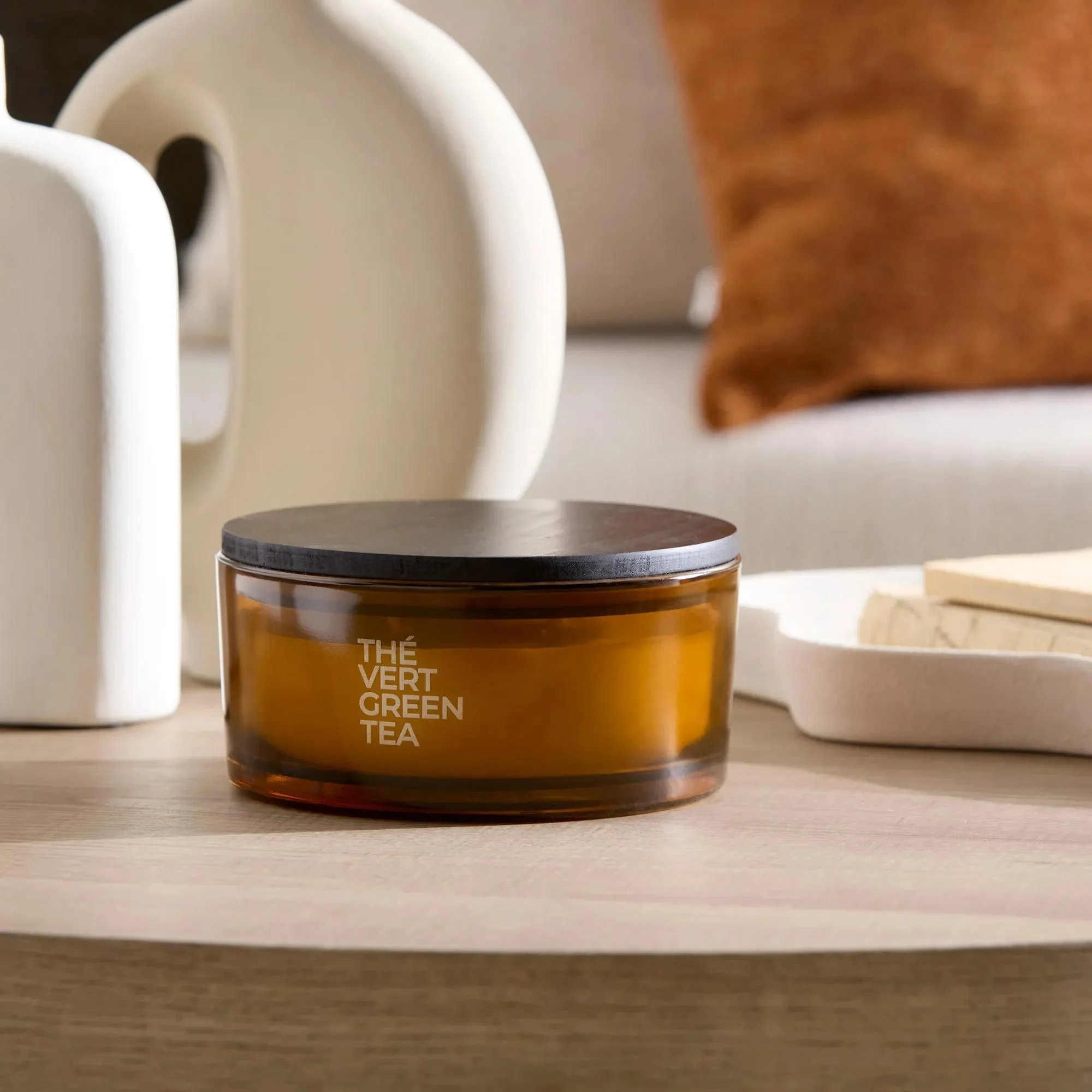 Bouclair Green Tea Candle with Wooden Lid - Image 4