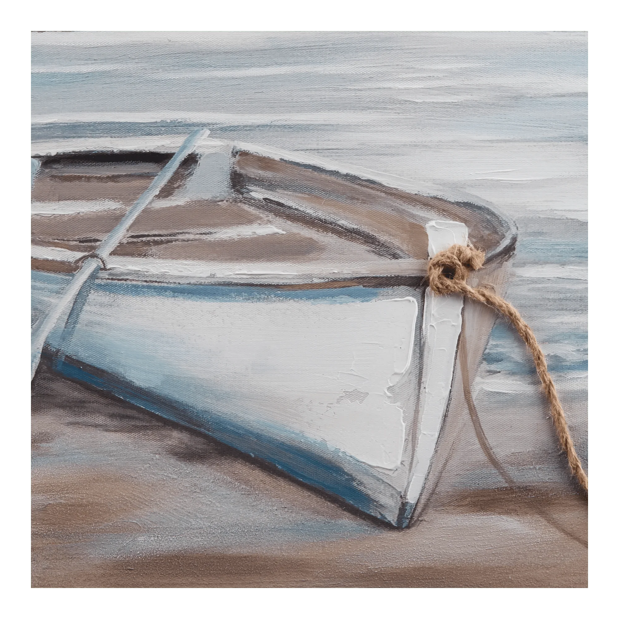 Canoe On The Shore Oil Painted Canvas - Image 2