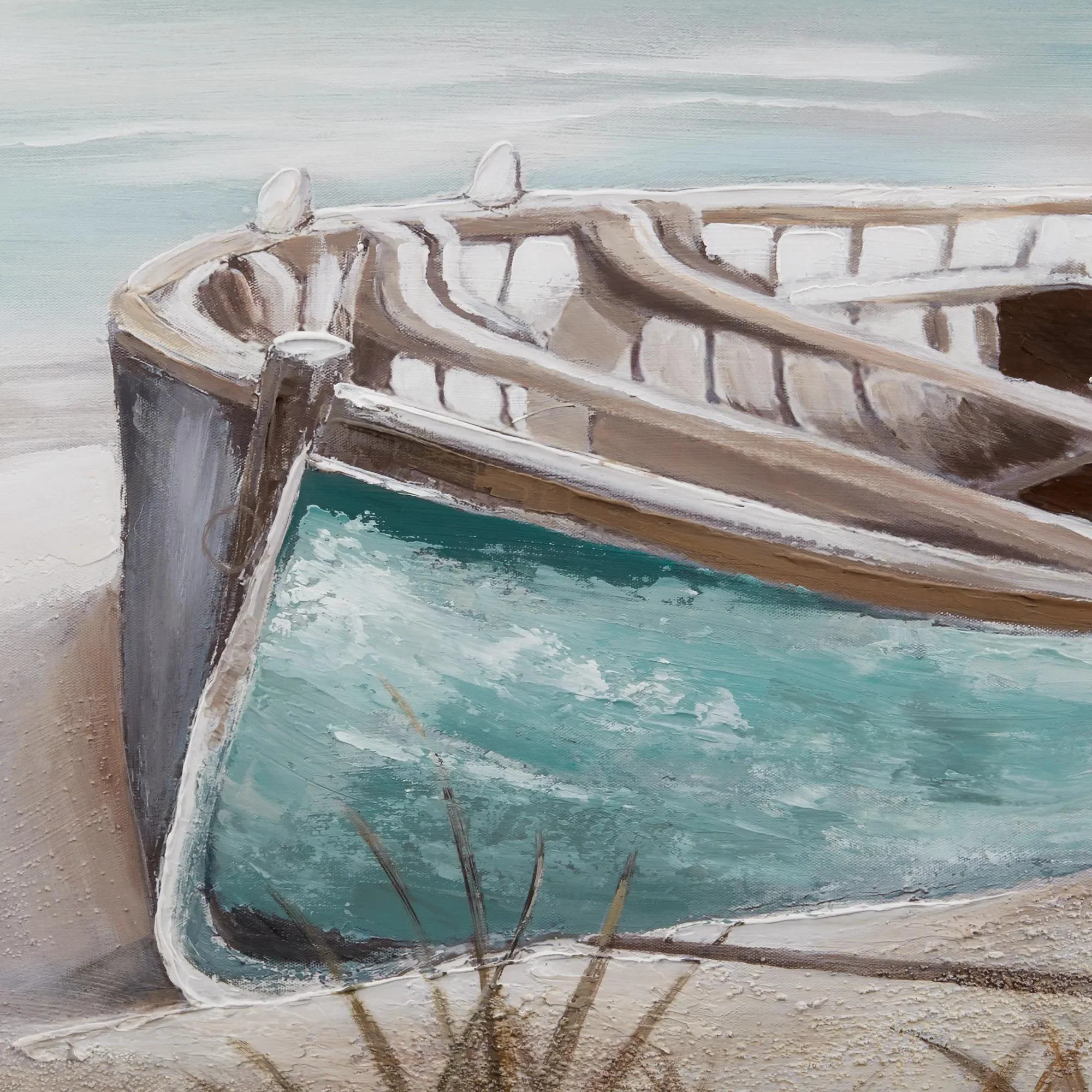 Canoe On The Shore Oil Painted Canvas - Image 2