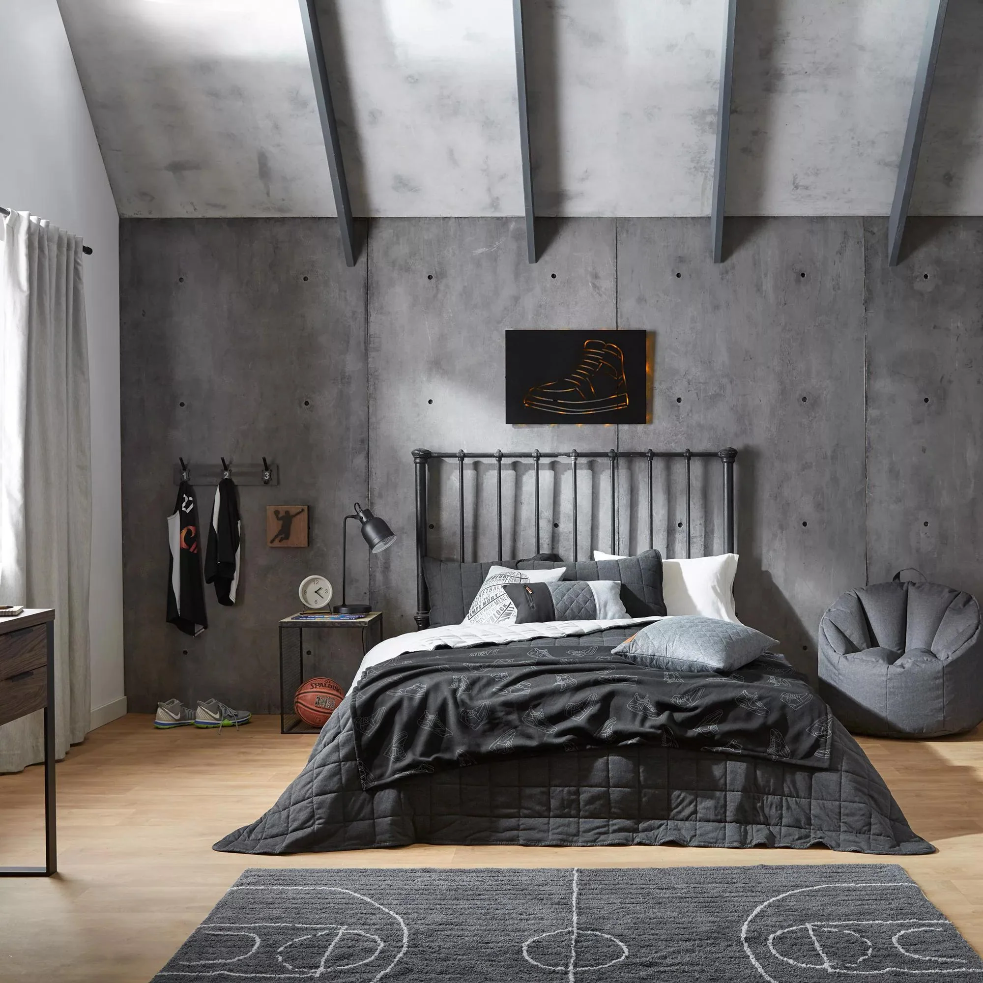Dark Grey Canvas Bean Bag - Image 3