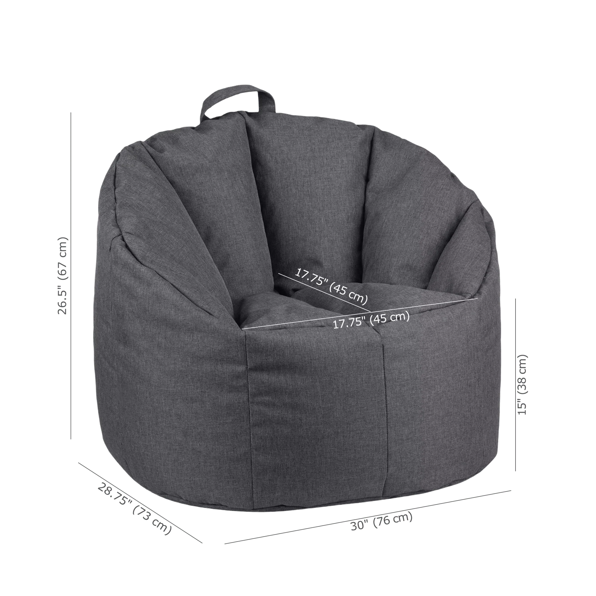 Dark Grey Canvas Bean Bag - Image 6