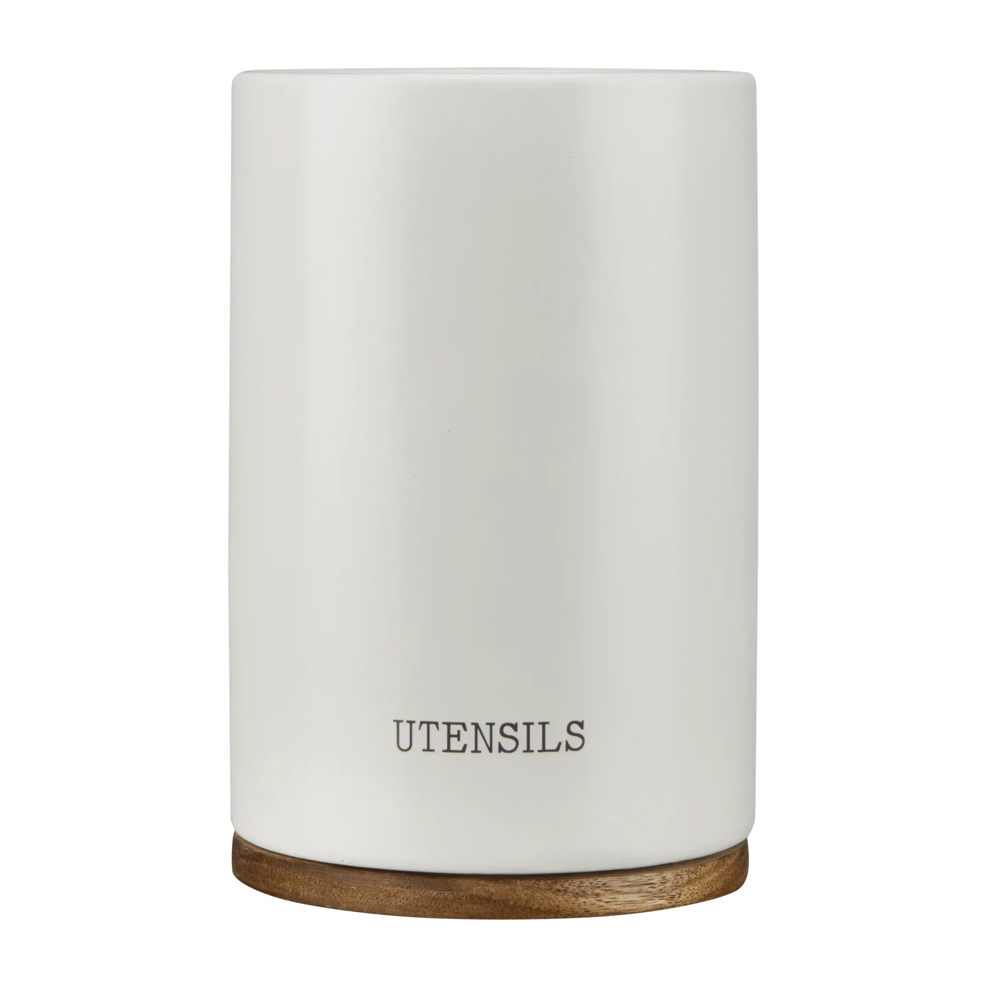 Ceramic Utensil Holder with Wooden Base - Image 4
