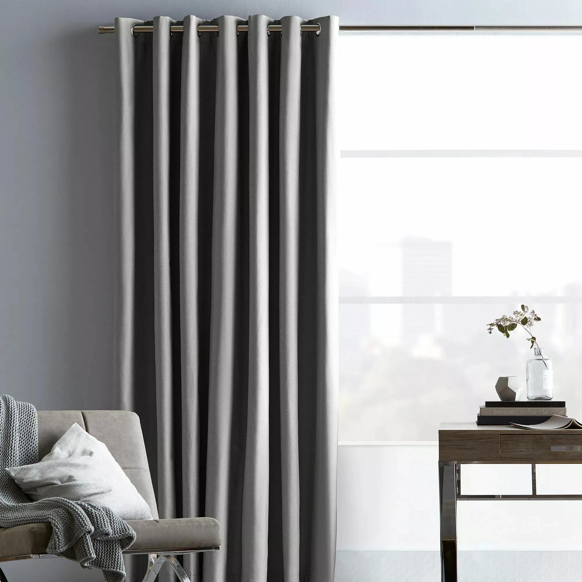 Light Grey Chambray Blackout Curtain - Image 7