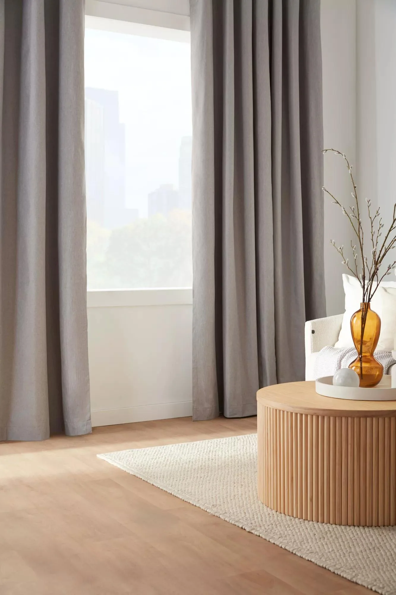 Light Grey Chambray Blackout Curtain - Image 8