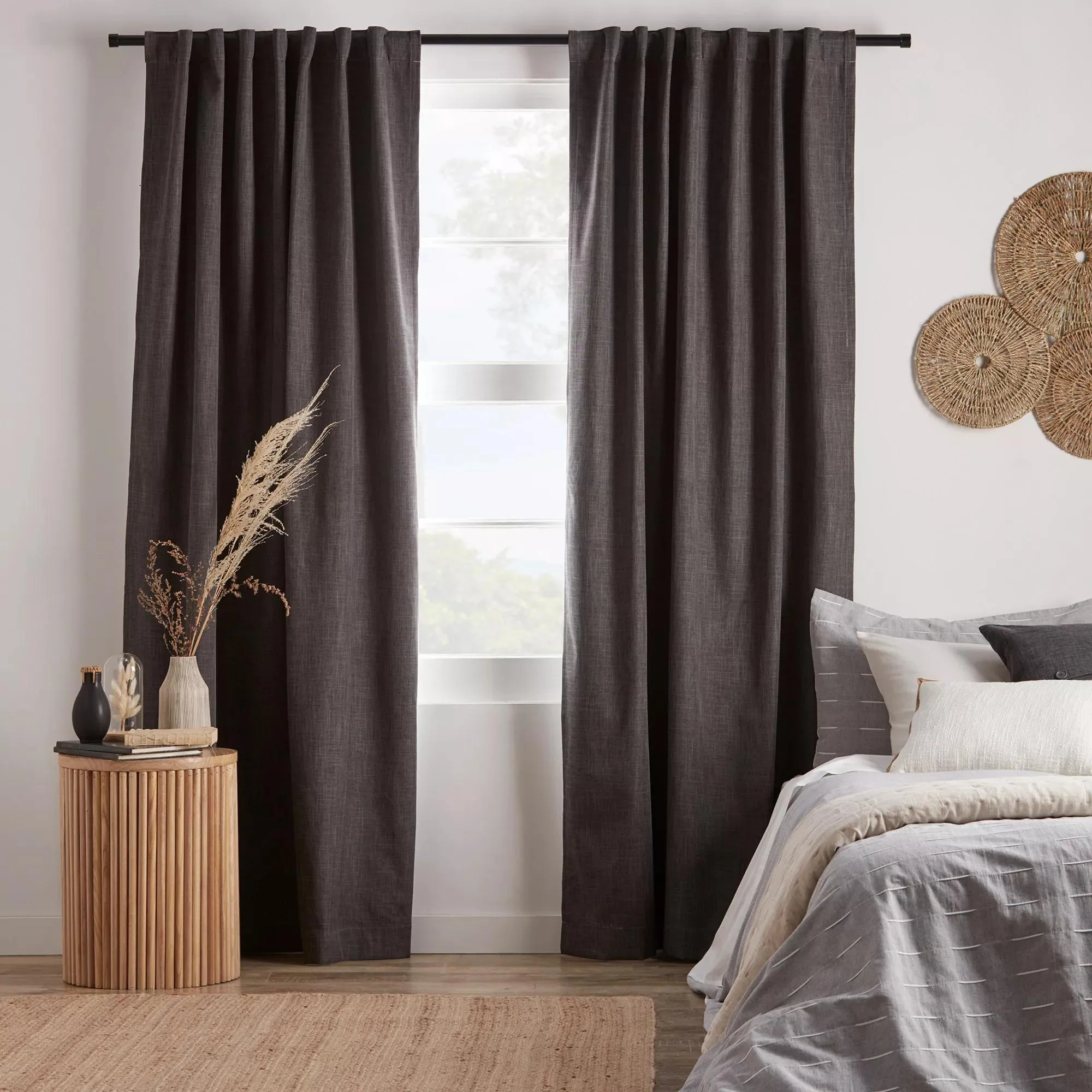 Charcoal Chita Back Tab Blackout Curtain - Image 7