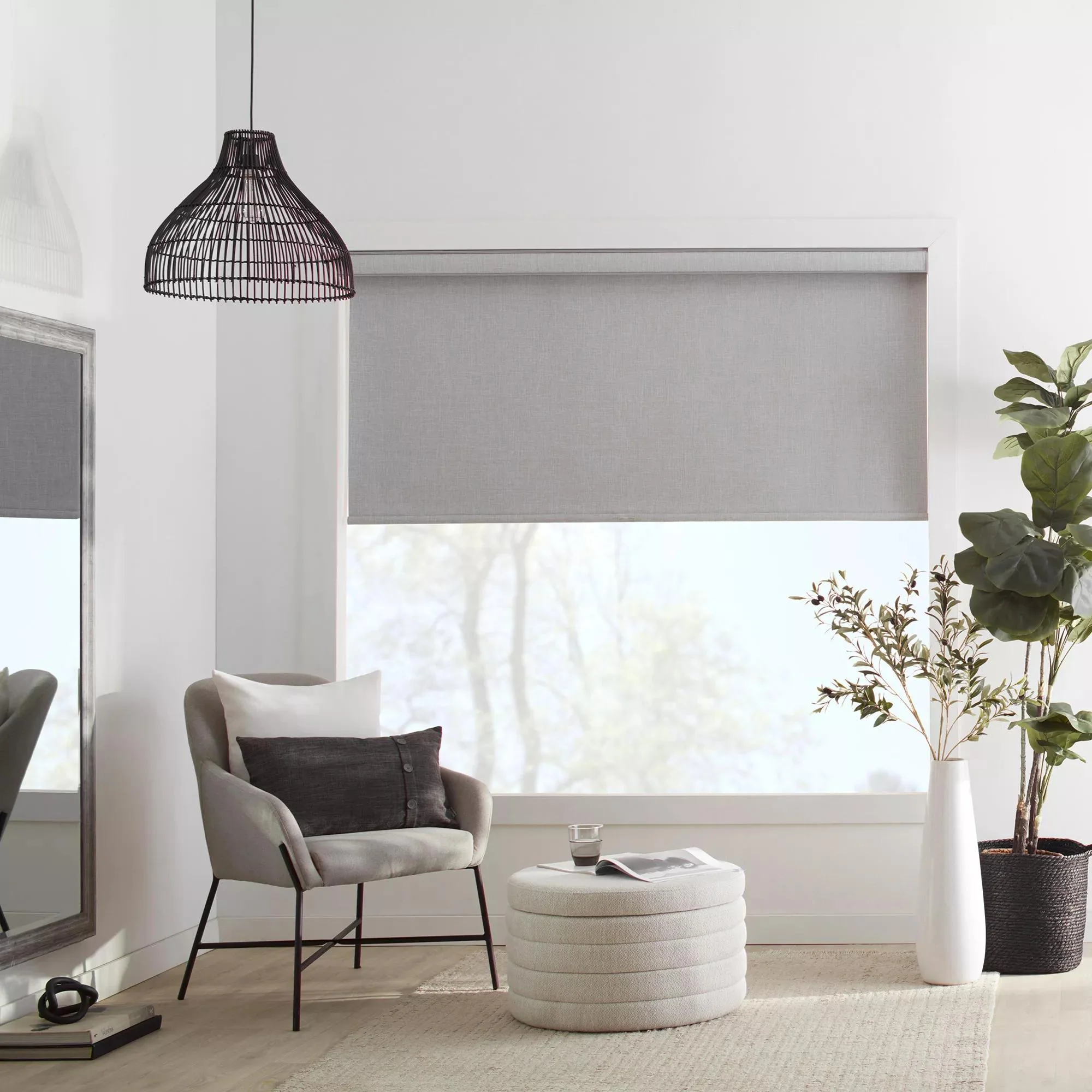 Light Grey Chita Cordless Blackout Roller Shade - Image 4
