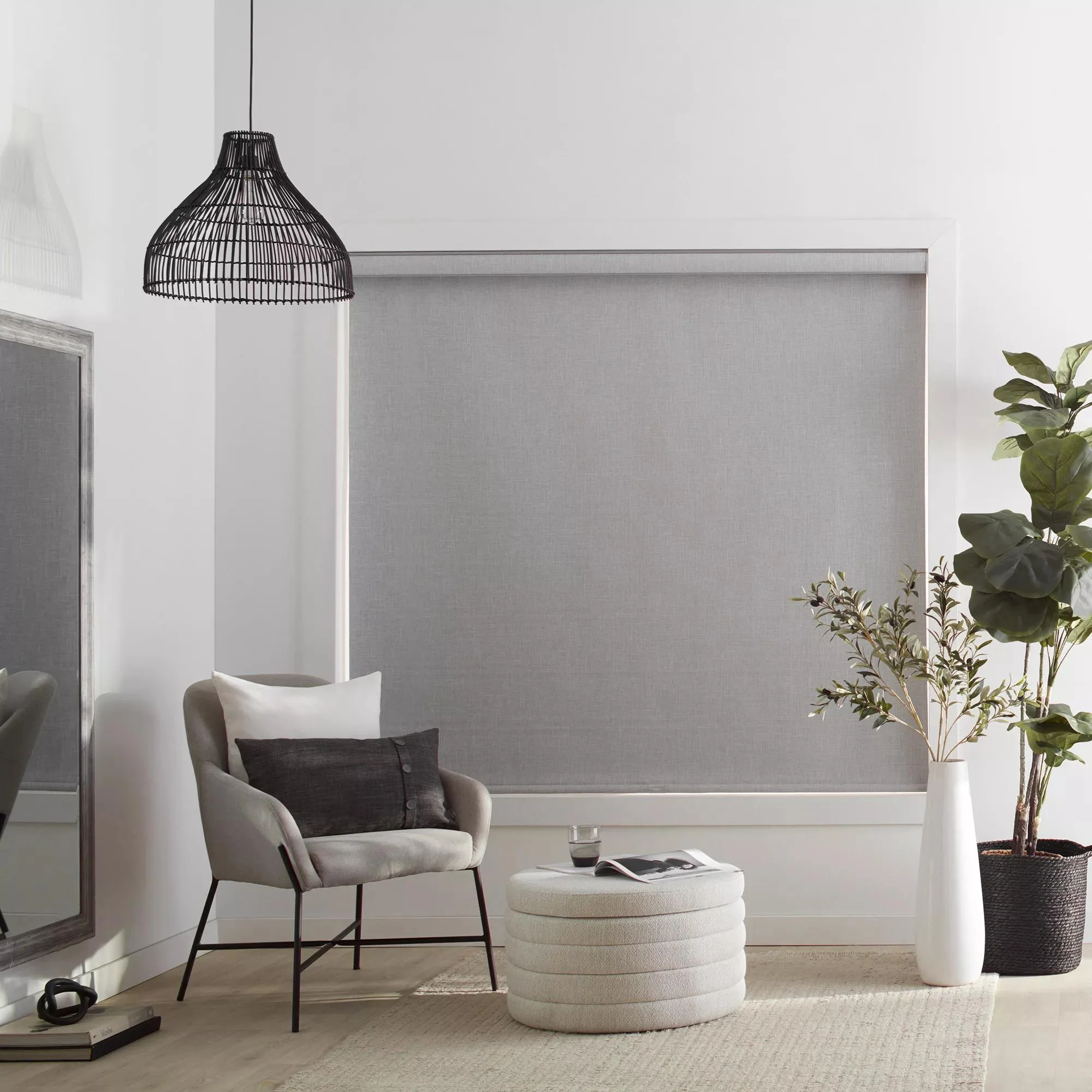Light Grey Chita Cordless Blackout Roller Shade - Image 6