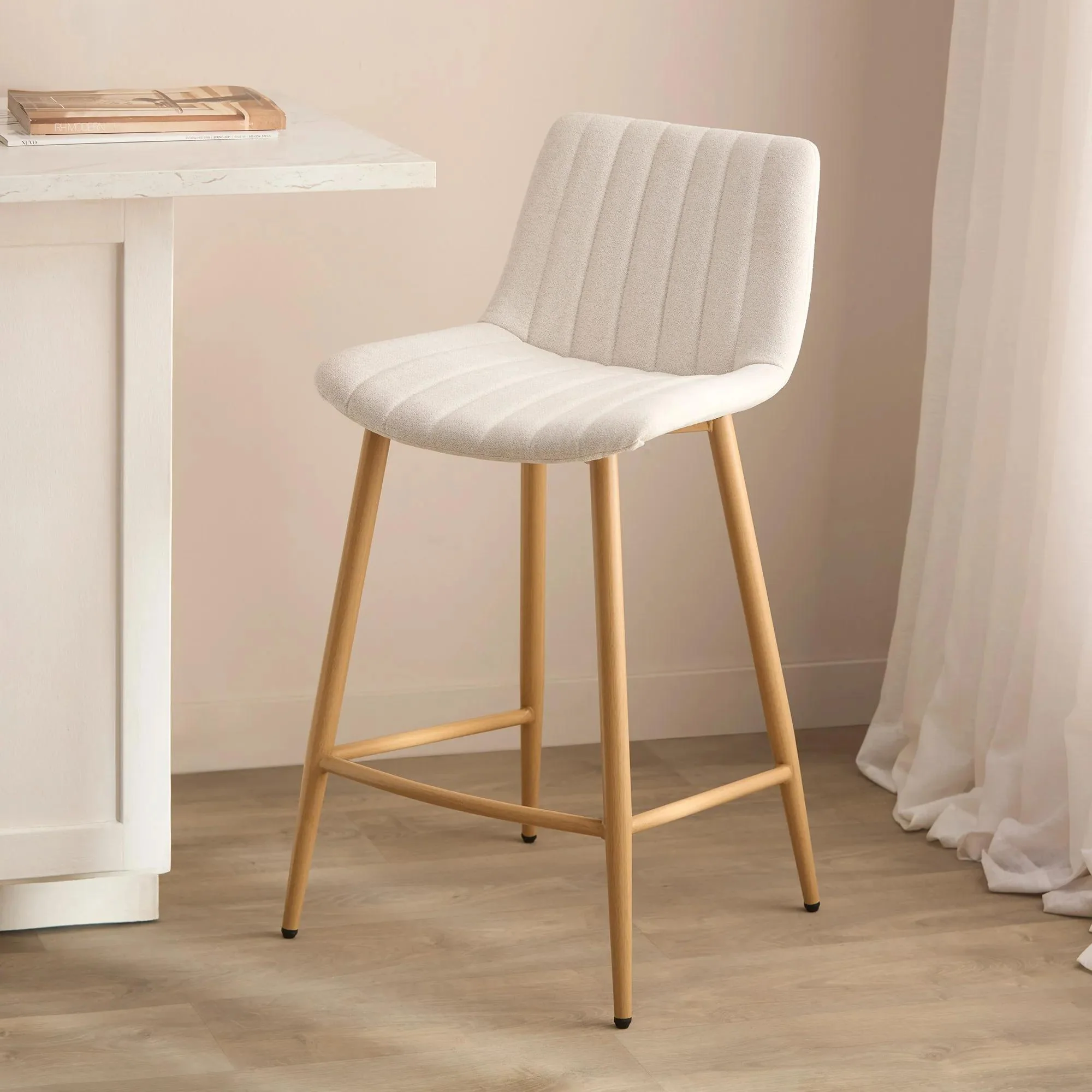 Chita Fabric and Metal Bar Stool - Image 7