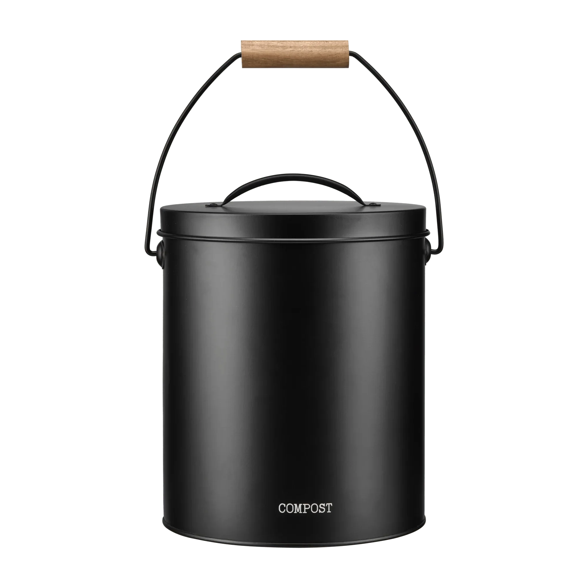 Compost Bin Black with Wooden Handle