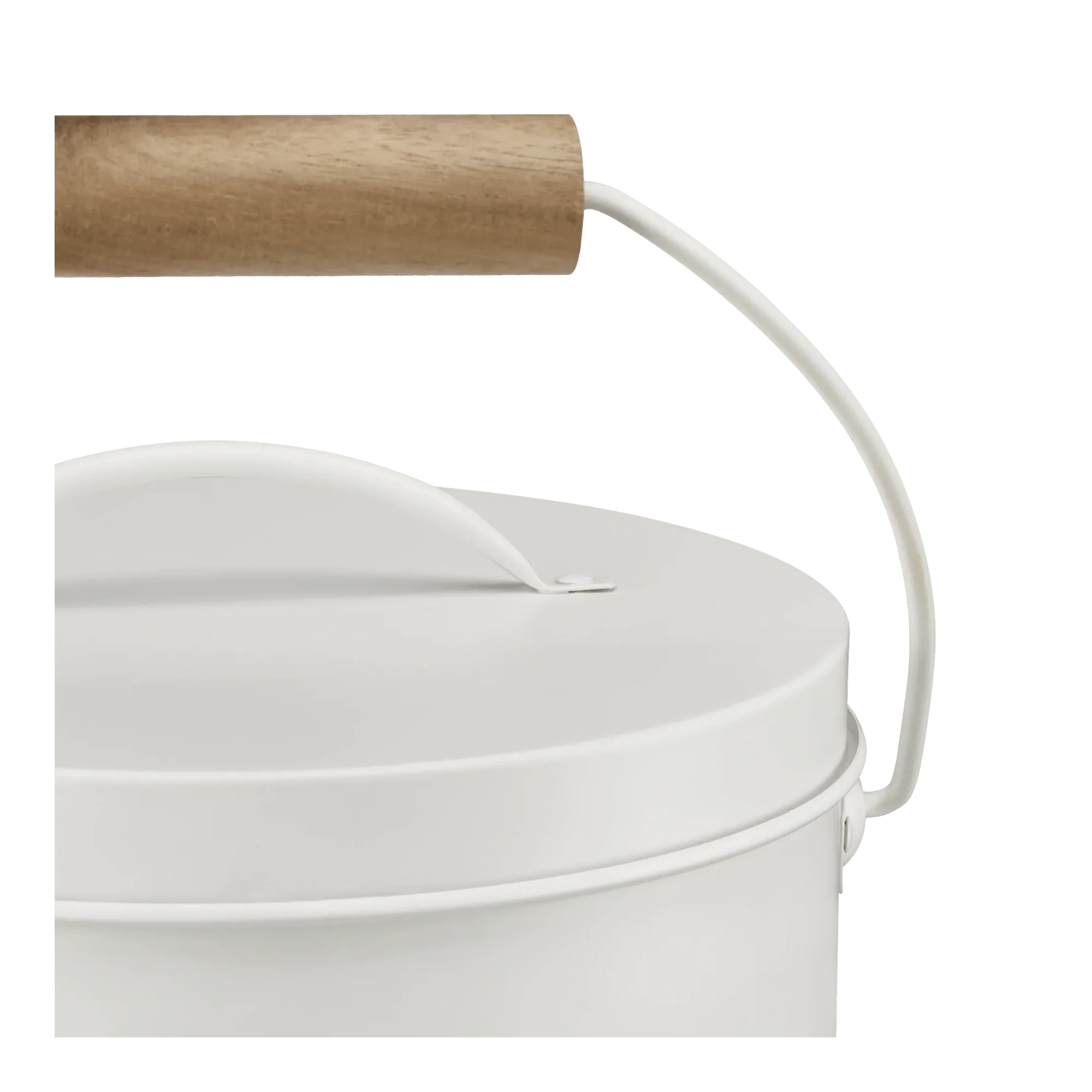 Compost Bin White with Wooden Handle - Image 3