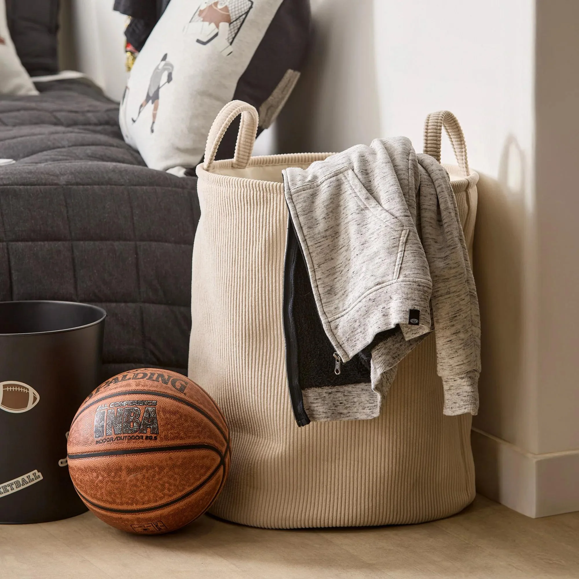 Beige Corduroy Hamper - Image 2