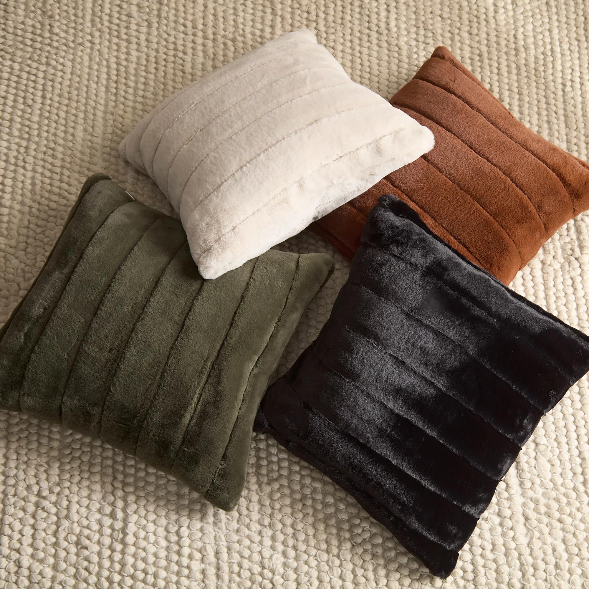 Beige Cougar Faux Fur Throw Pillow - Image 5